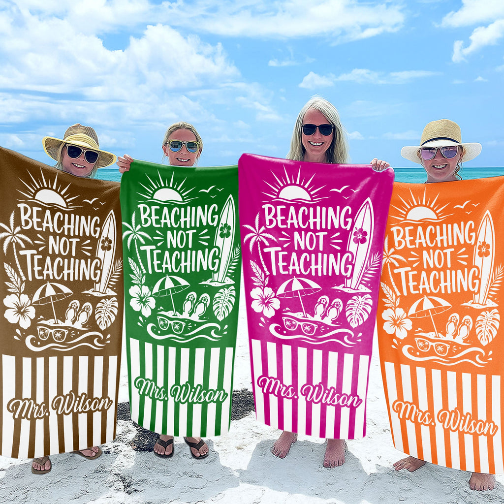 Personalized Microfiber Beach Towel Custom Design for Teacher Beach Towels GradoCreations