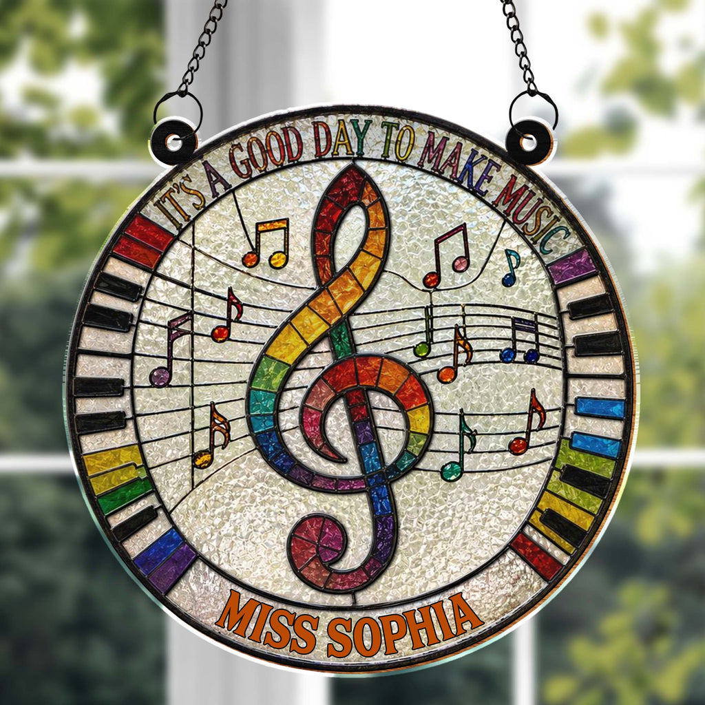 Personalized Suncatcher Music Theme Gift for Teachers - Custom Name Suncatcher GradoCreations