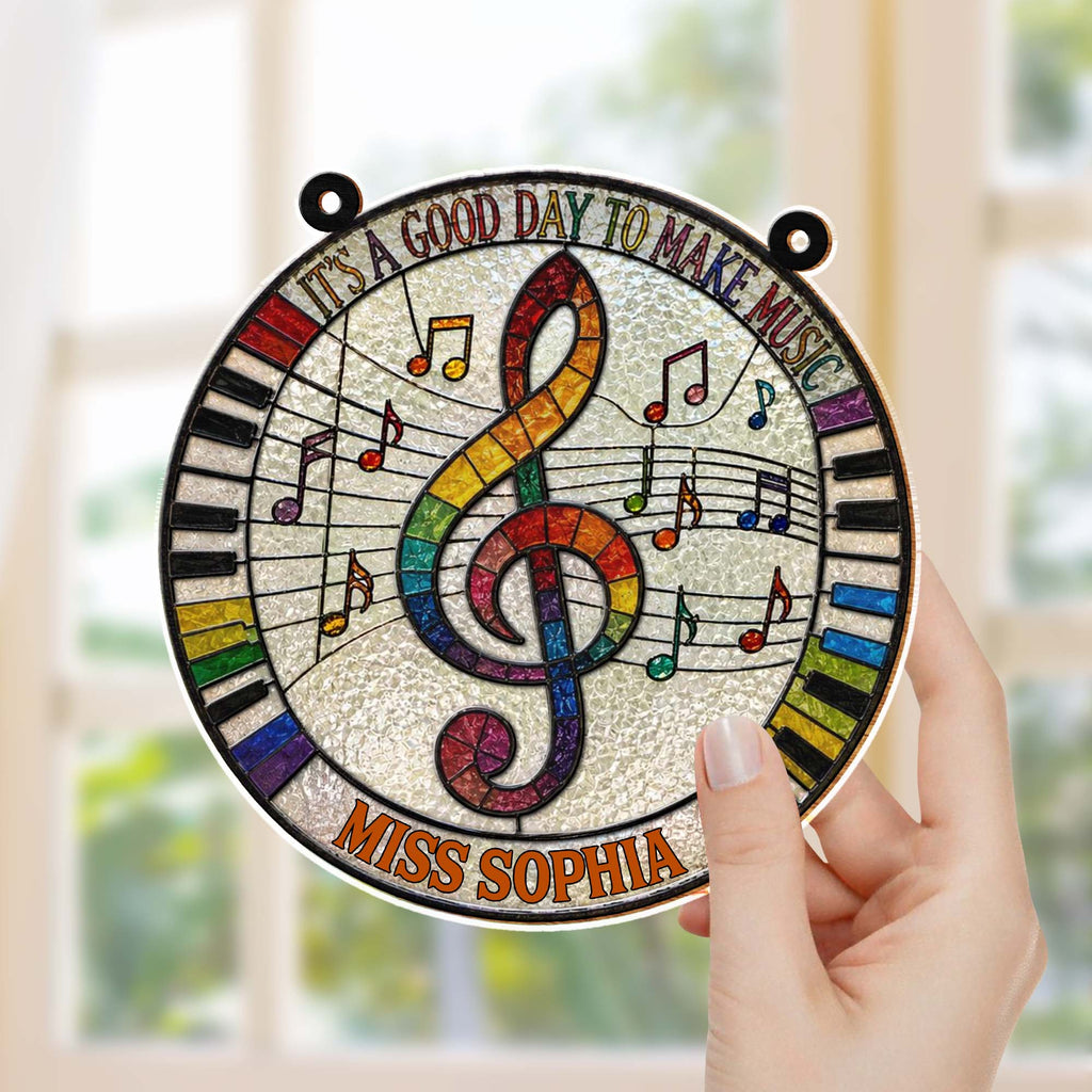 Personalized Suncatcher Music Theme Gift for Teachers - Custom Name Suncatcher GradoCreations