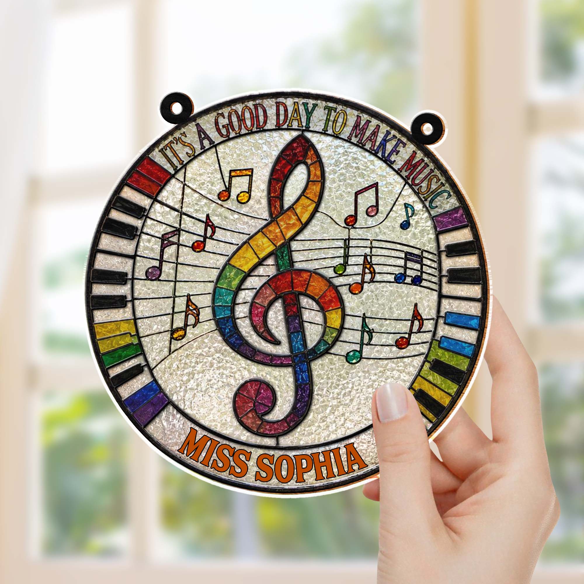 Personalized Suncatcher Music Theme Gift for Teachers - Custom Name Suncatcher GradoCreations