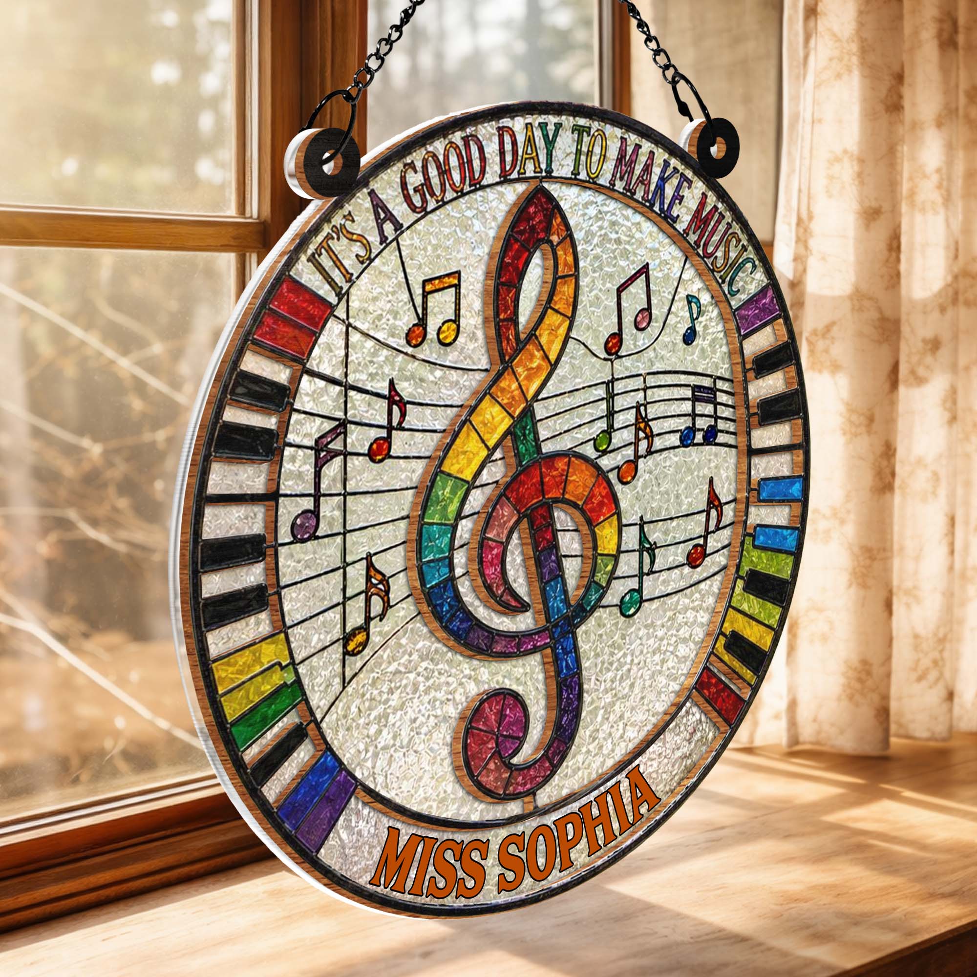 Personalized Suncatcher Music Theme Gift for Teachers - Custom Name Suncatcher GradoCreations