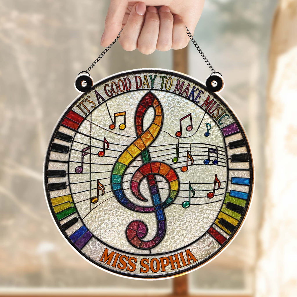 Personalized Suncatcher Music Theme Gift for Teachers - Custom Name Suncatcher GradoCreations