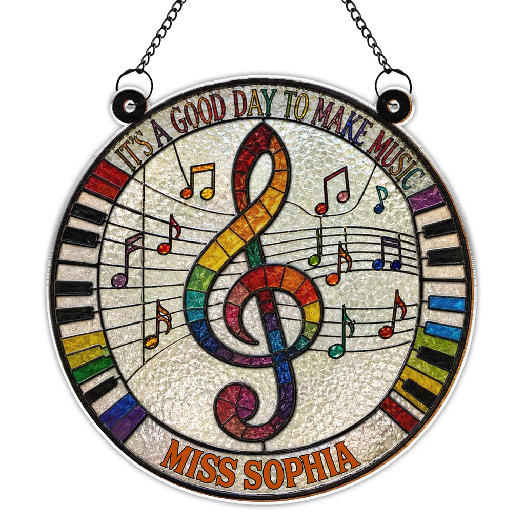 Personalized Suncatcher Music Theme Gift for Teachers - Custom Name Suncatcher GradoCreations