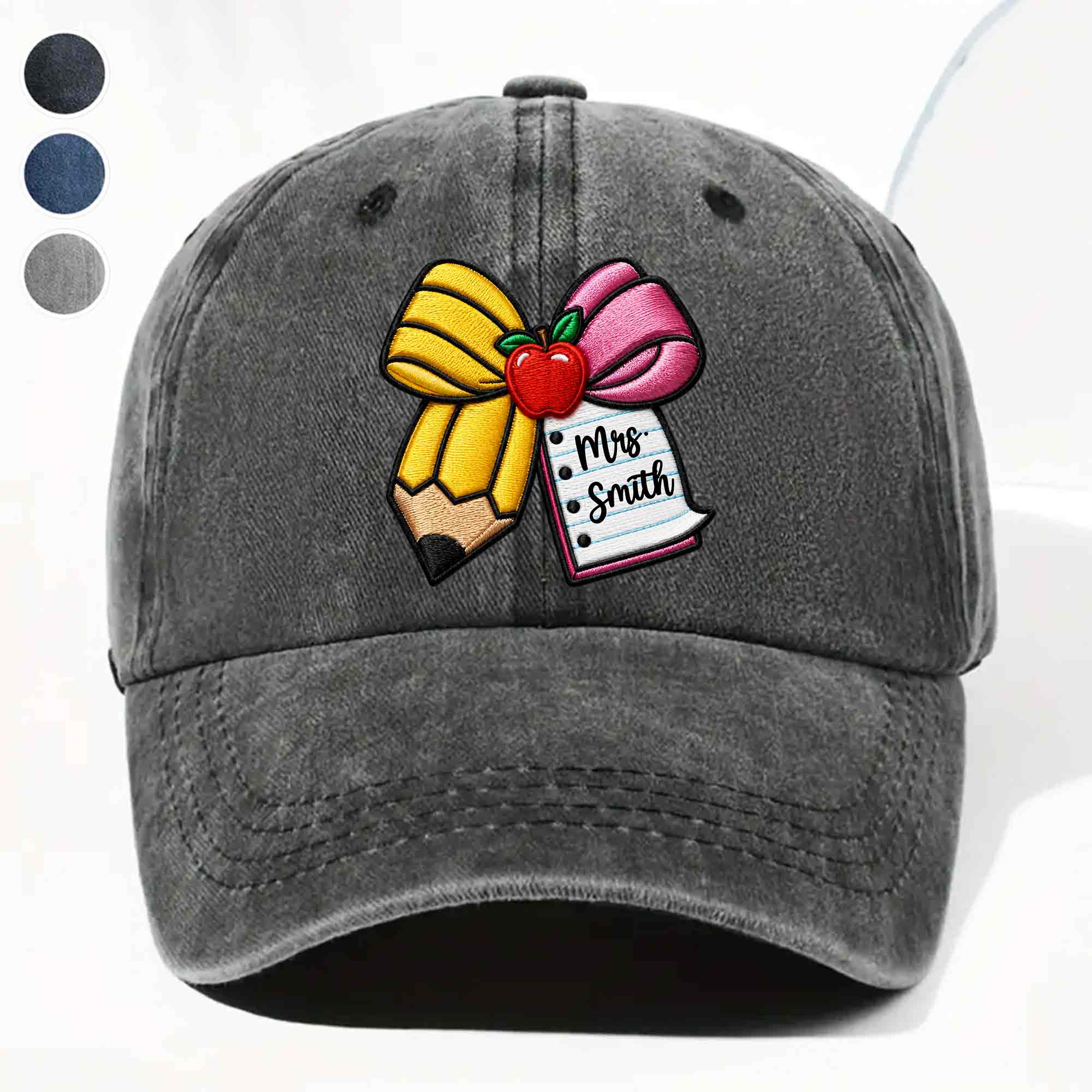 Personalized Washed Denim Cap Custom Teacher Gift for Back to School Washed Denim Cap GradoCreations
