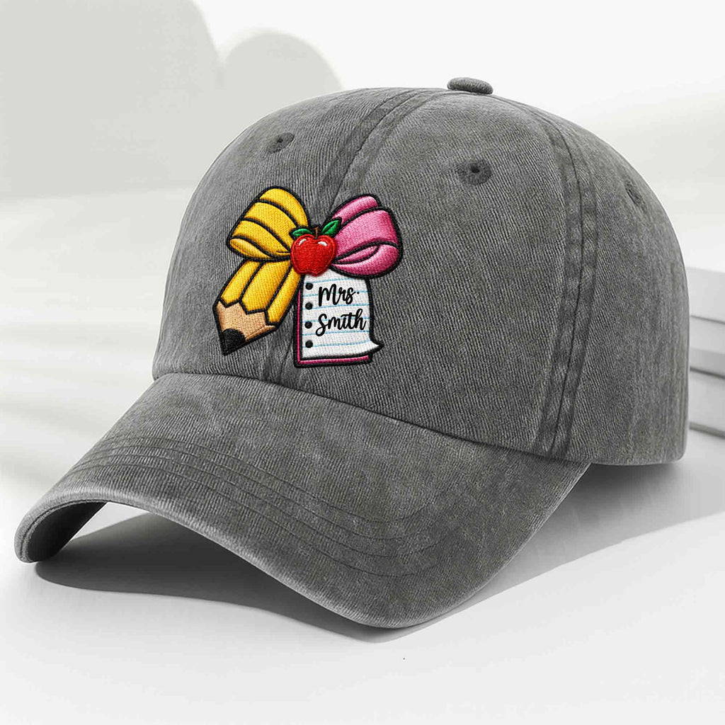Personalized Washed Denim Cap Custom Teacher Gift for Back to School Washed Denim Cap GradoCreations