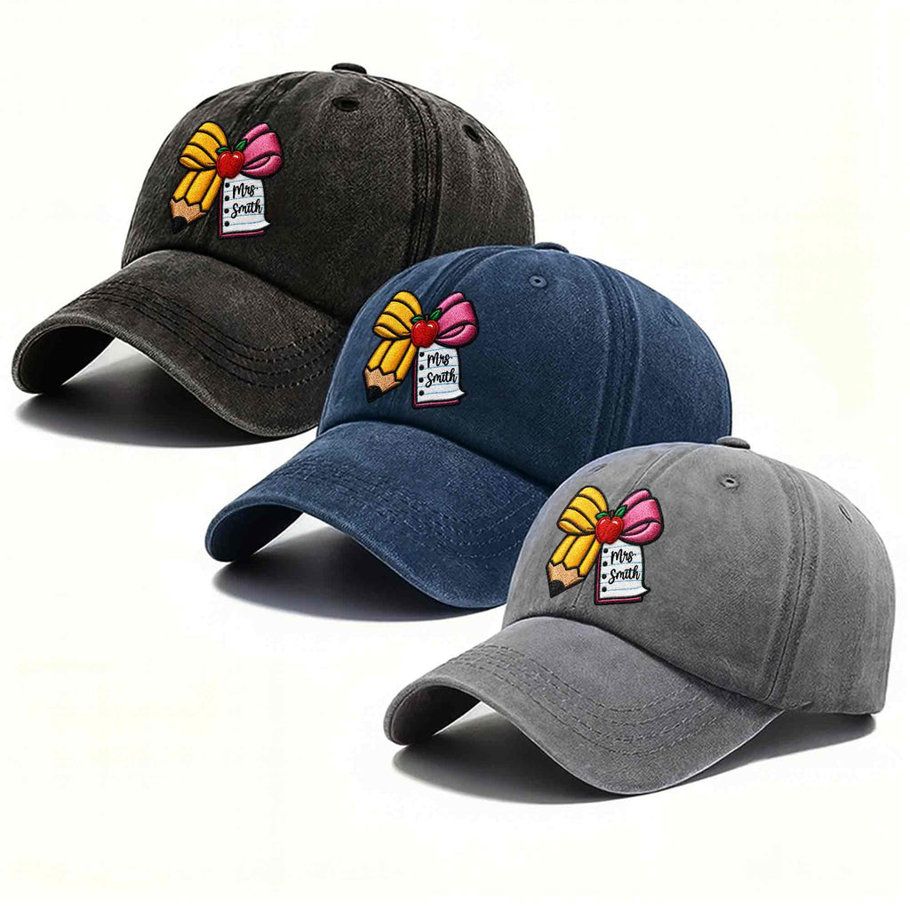 Personalized Washed Denim Cap Custom Teacher Gift for Back to School Washed Denim Cap GradoCreations