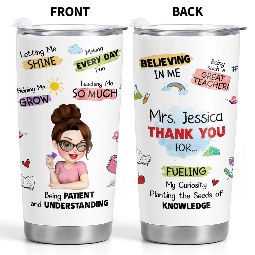 Personalized Stainless Steel Tumbler Custom Teacher Gift 20oz 30oz Tumbler GradoCreations