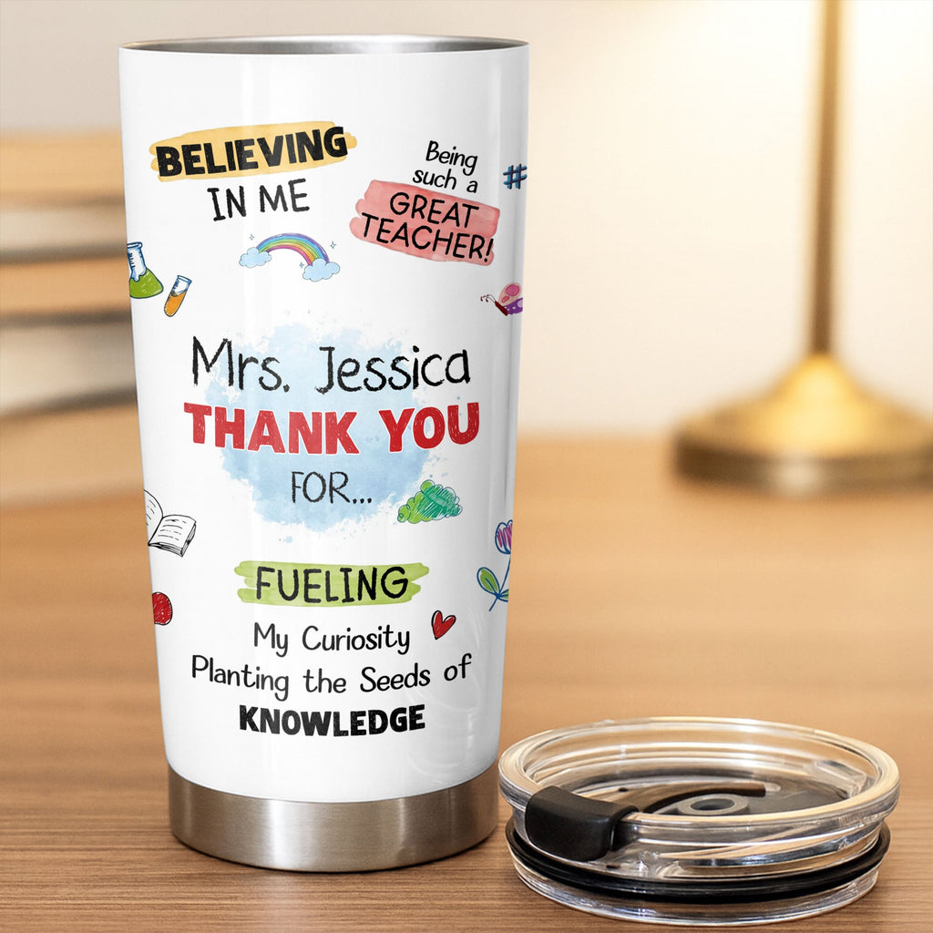 Personalized Stainless Steel Tumbler Custom Teacher Gift 20oz 30oz Tumbler GradoCreations