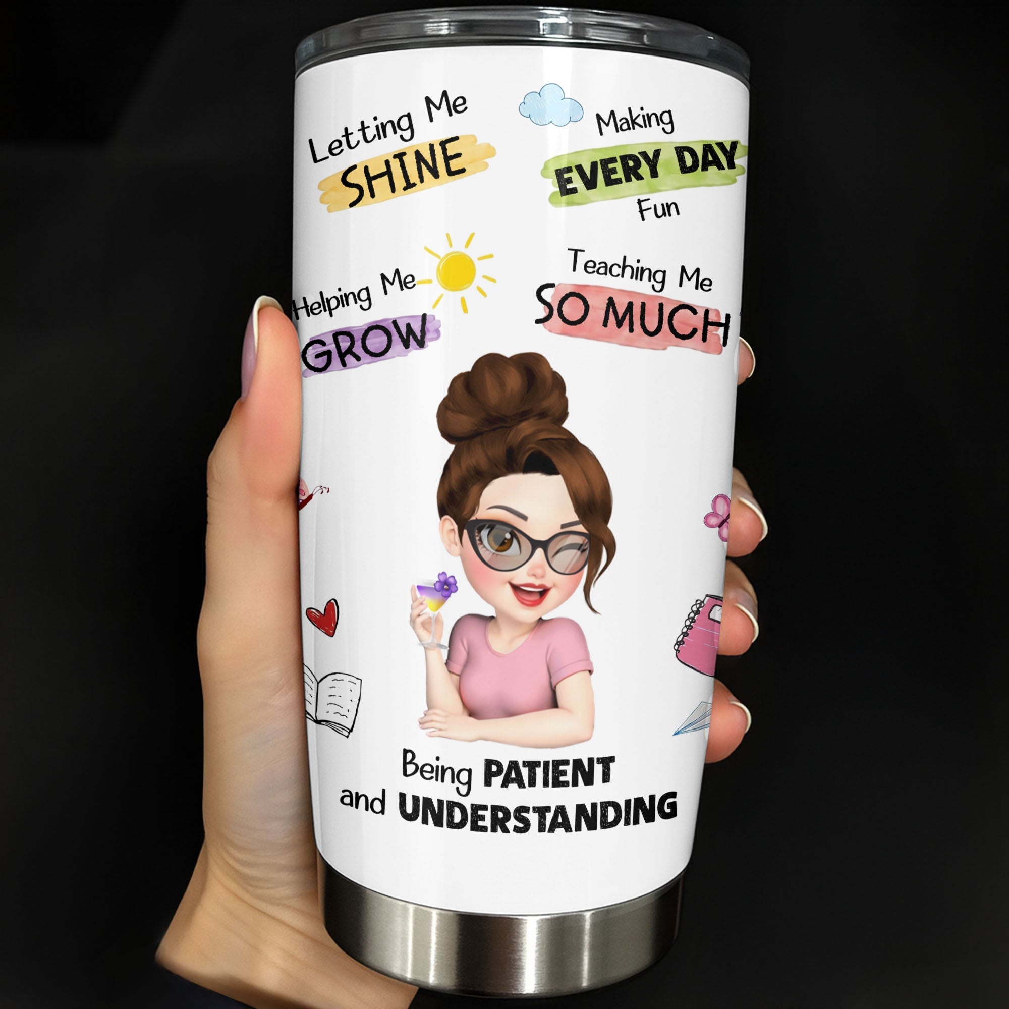 Personalized Stainless Steel Tumbler Custom Teacher Gift 20oz 30oz Tumbler GradoCreations