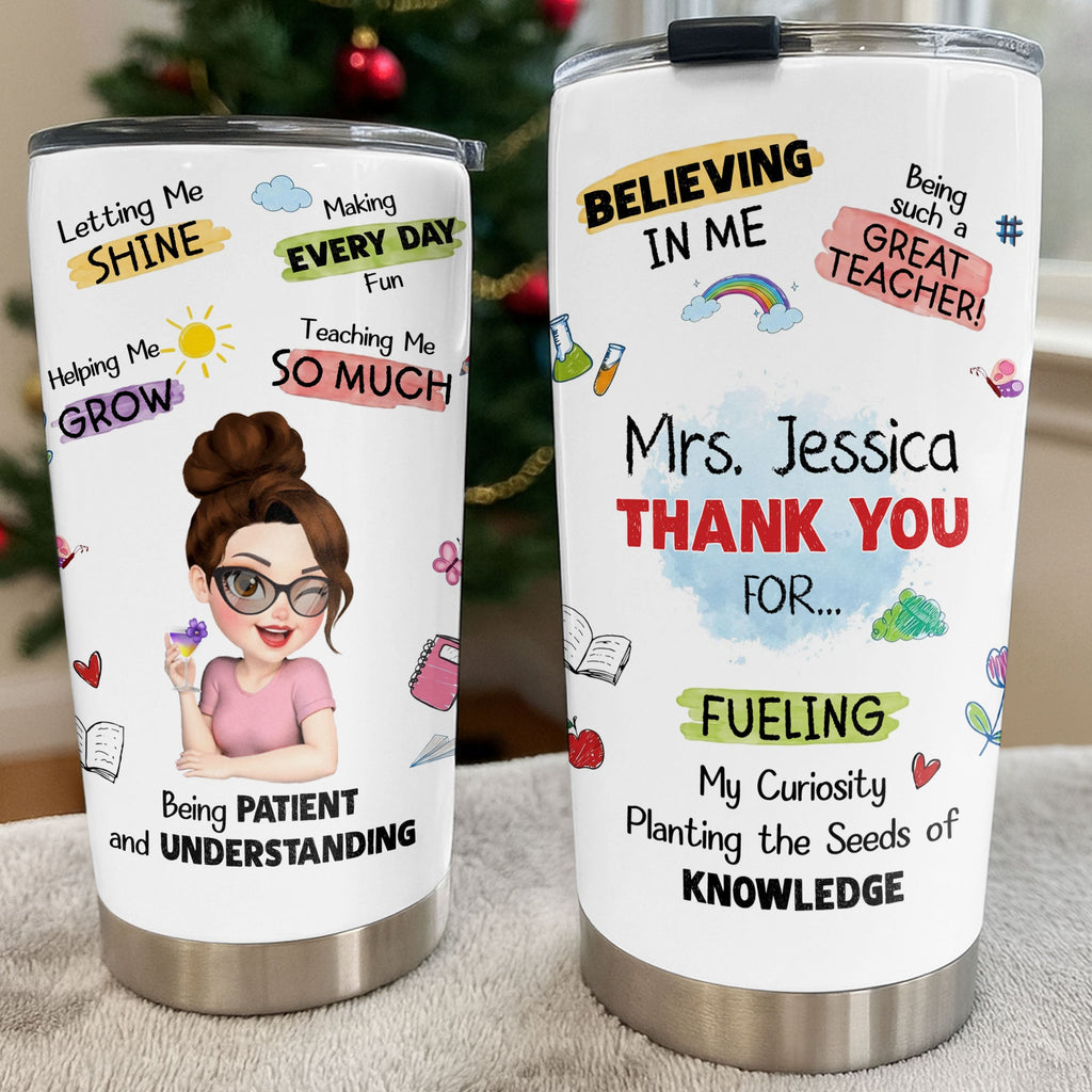 Personalized Stainless Steel Tumbler Custom Teacher Gift 20oz 30oz Tumbler GradoCreations