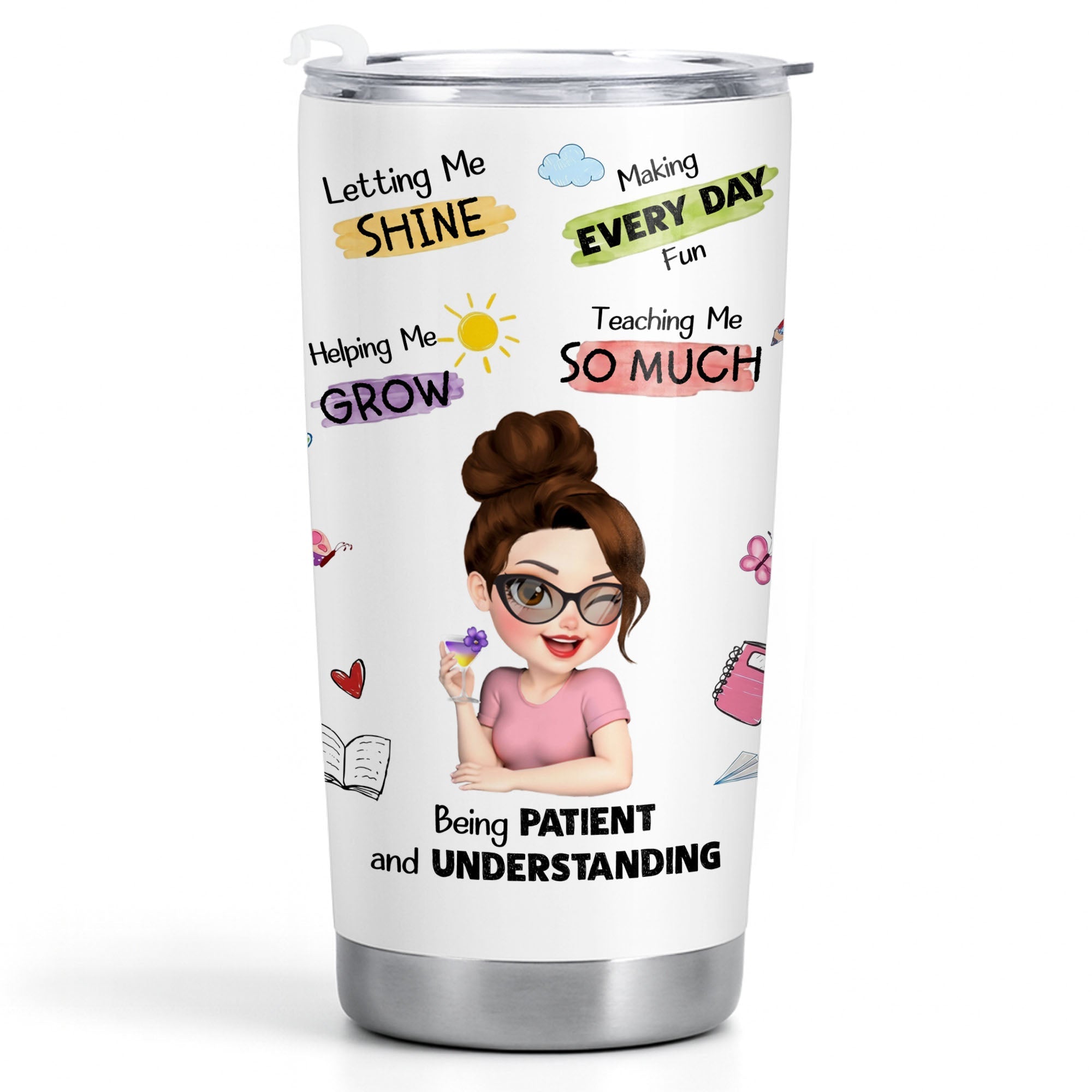 Personalized Stainless Steel Tumbler Custom Teacher Gift 20oz 30oz Tumbler GradoCreations
