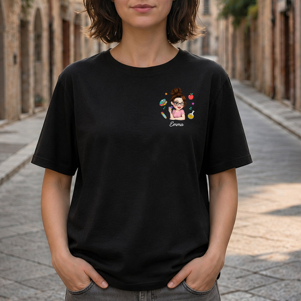 Personalized Custom T-Shirt for Teacher with Apple Design T-Shirt Font and Back GradoCreations