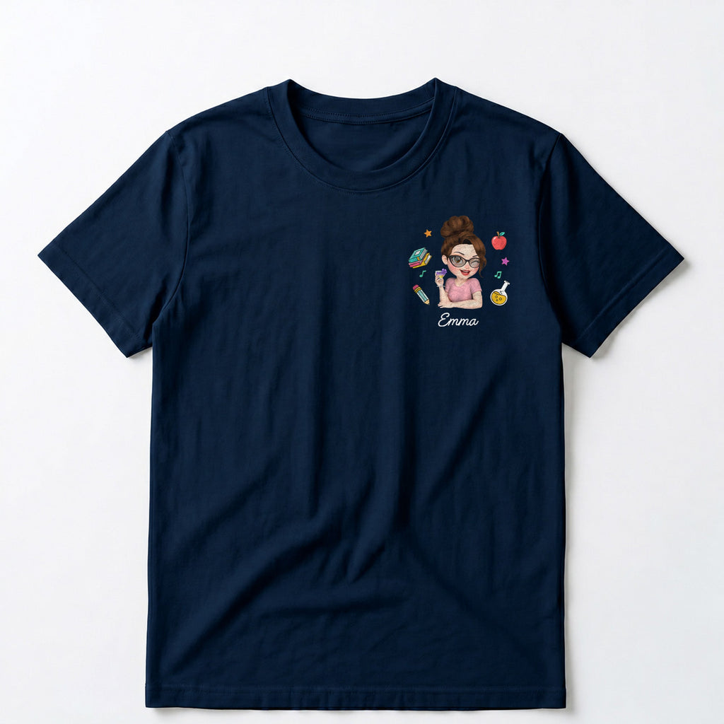 Personalized Custom T-Shirt for Teacher with Apple Design T-Shirt Font and Back GradoCreations