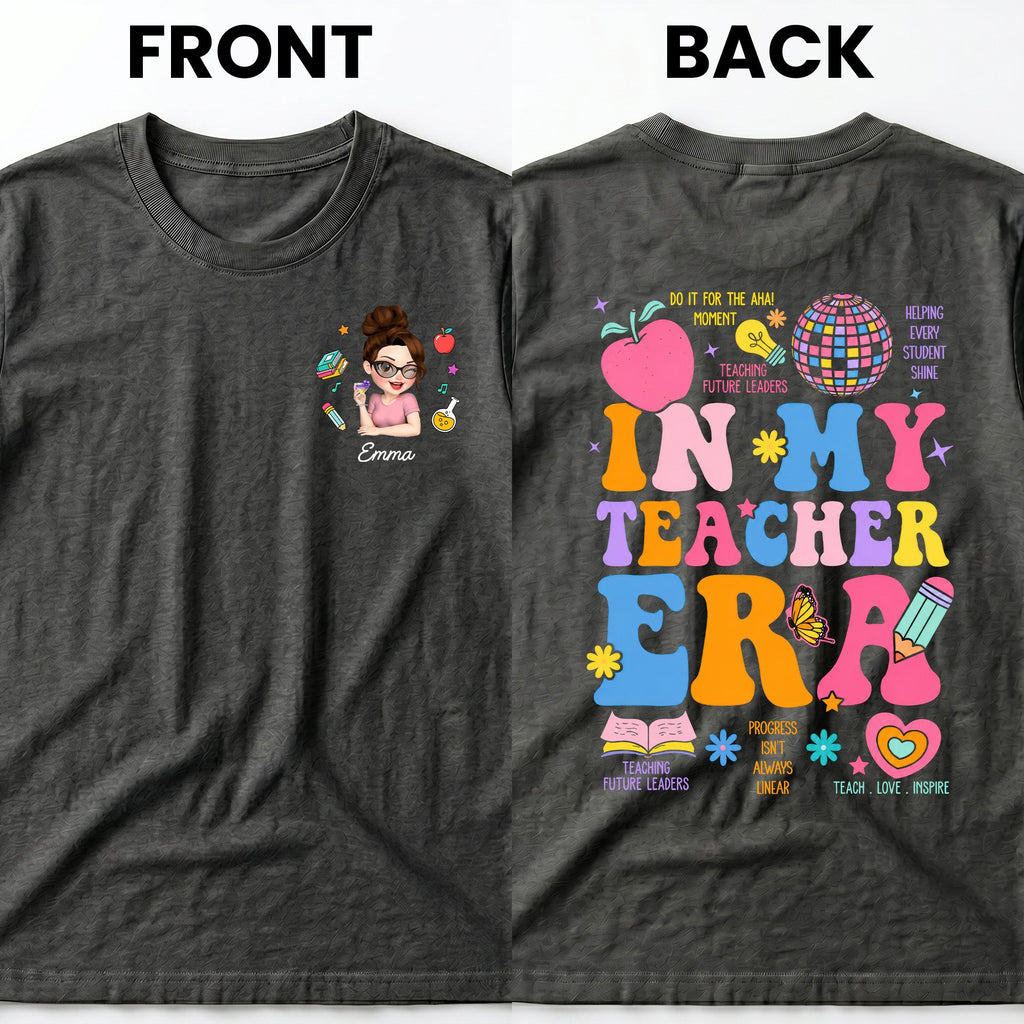 Personalized Custom T-Shirt for Teacher with Apple Design T-Shirt Font and Back GradoCreations