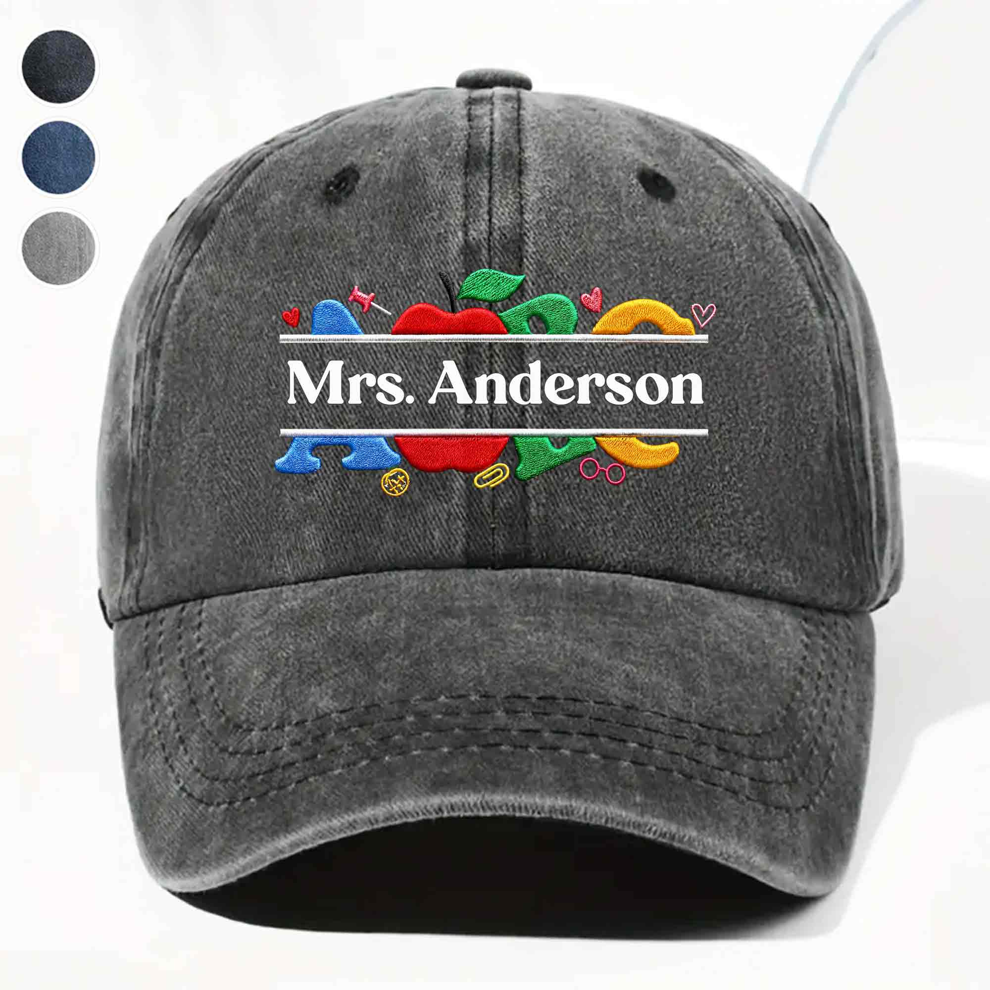 Personalized Washed Denim Cap Custom Name Gift for Teachers Washed Denim Cap GradoCreations