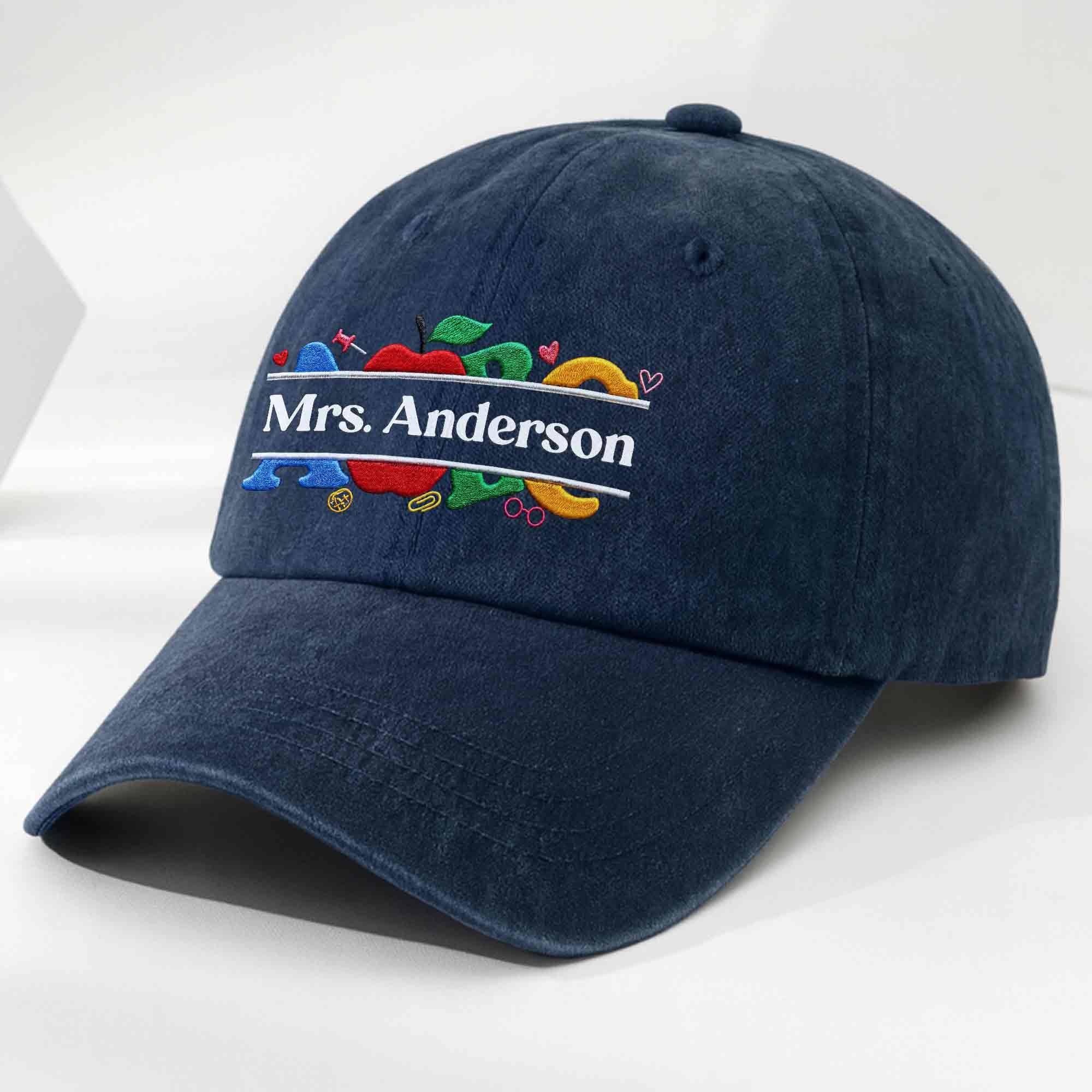 Personalized Washed Denim Cap Custom Name Gift for Teachers Washed Denim Cap GradoCreations