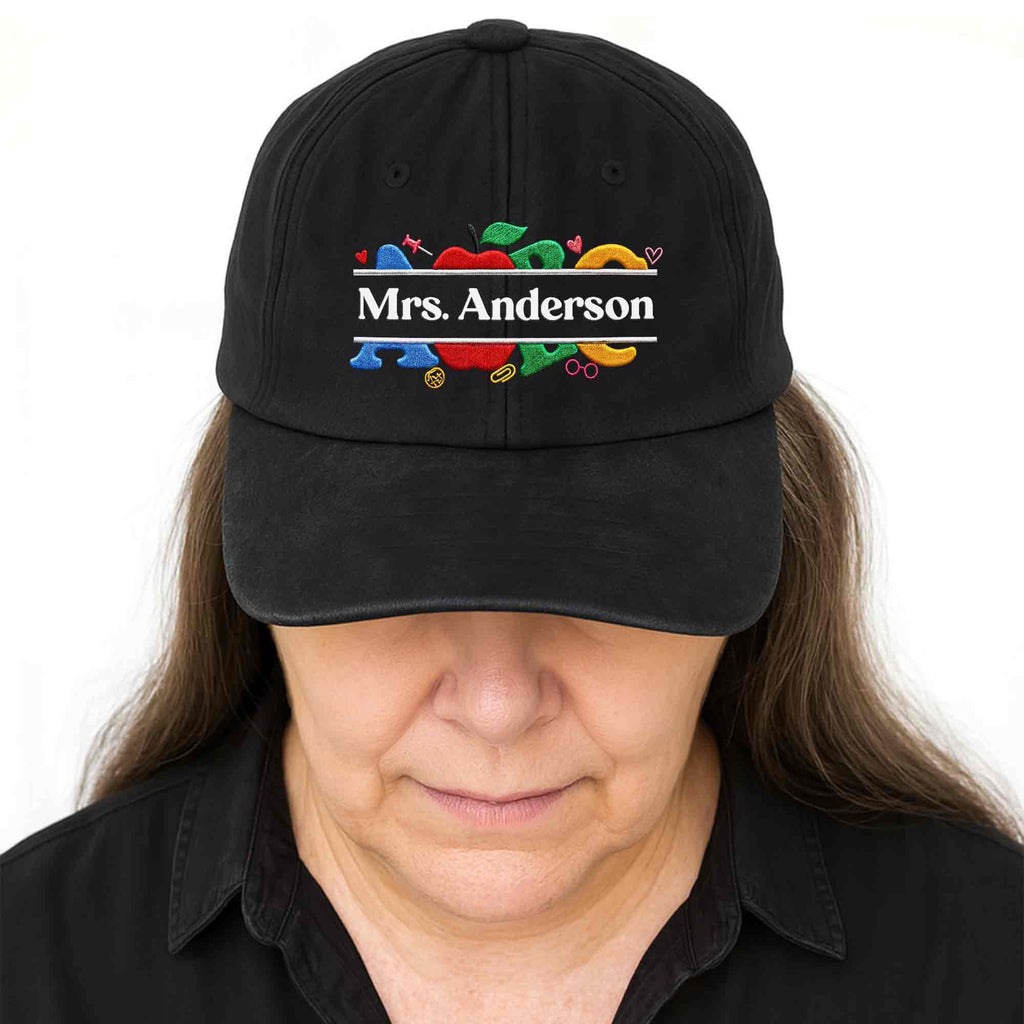 Personalized Washed Denim Cap Custom Name Gift for Teachers Washed Denim Cap GradoCreations