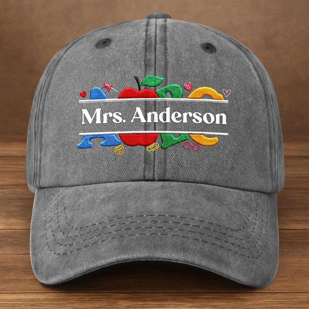Personalized Washed Denim Cap Custom Name Gift for Teachers Washed Denim Cap GradoCreations