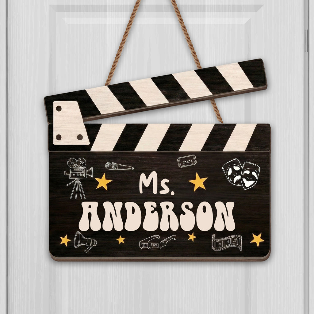 Personalized Classroom Wood Sign Custom Name Drama Gift for Teacher Wood Sign GradoCreations