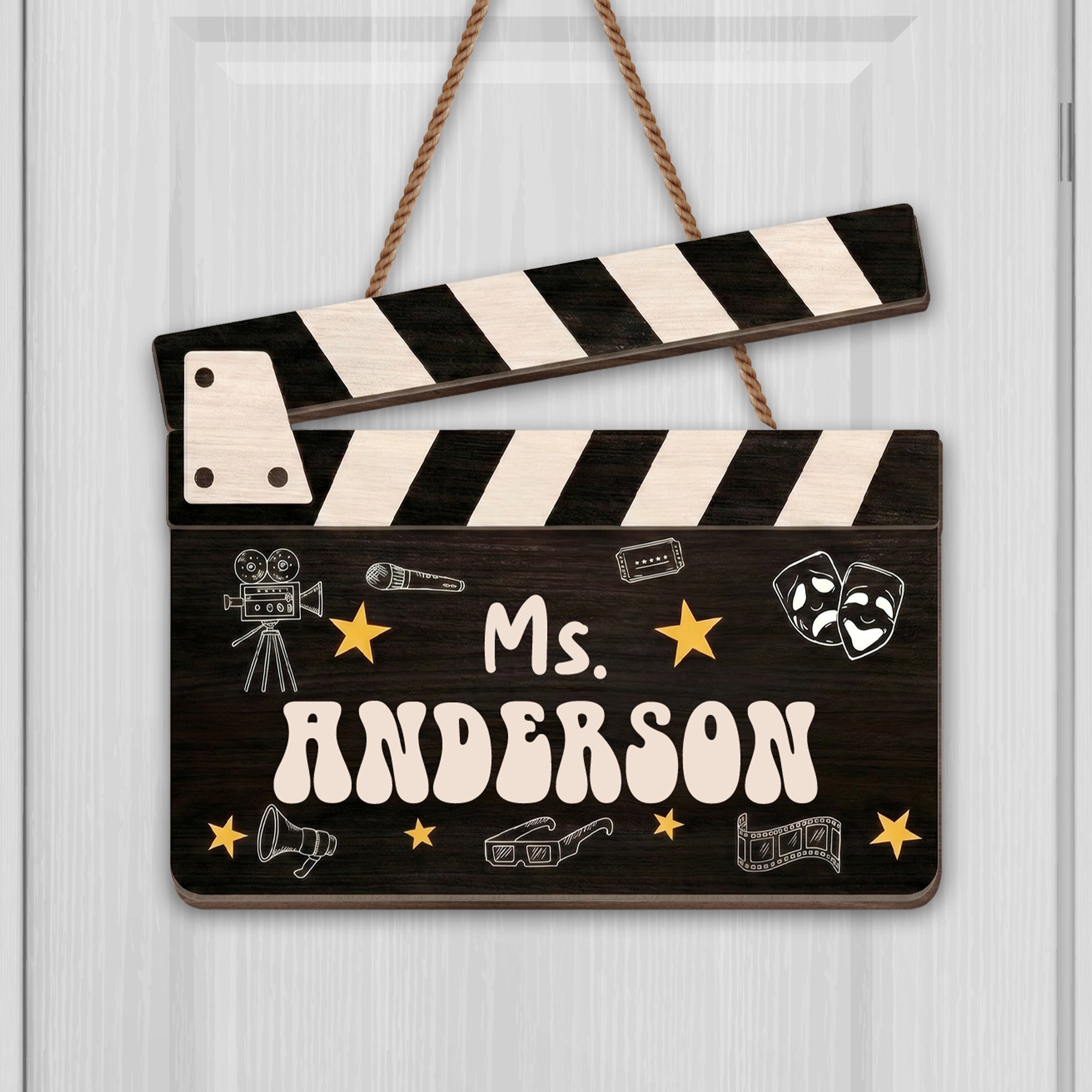 Personalized Classroom Wood Sign Custom Name Drama Gift for Teacher Wood Sign GradoCreations
