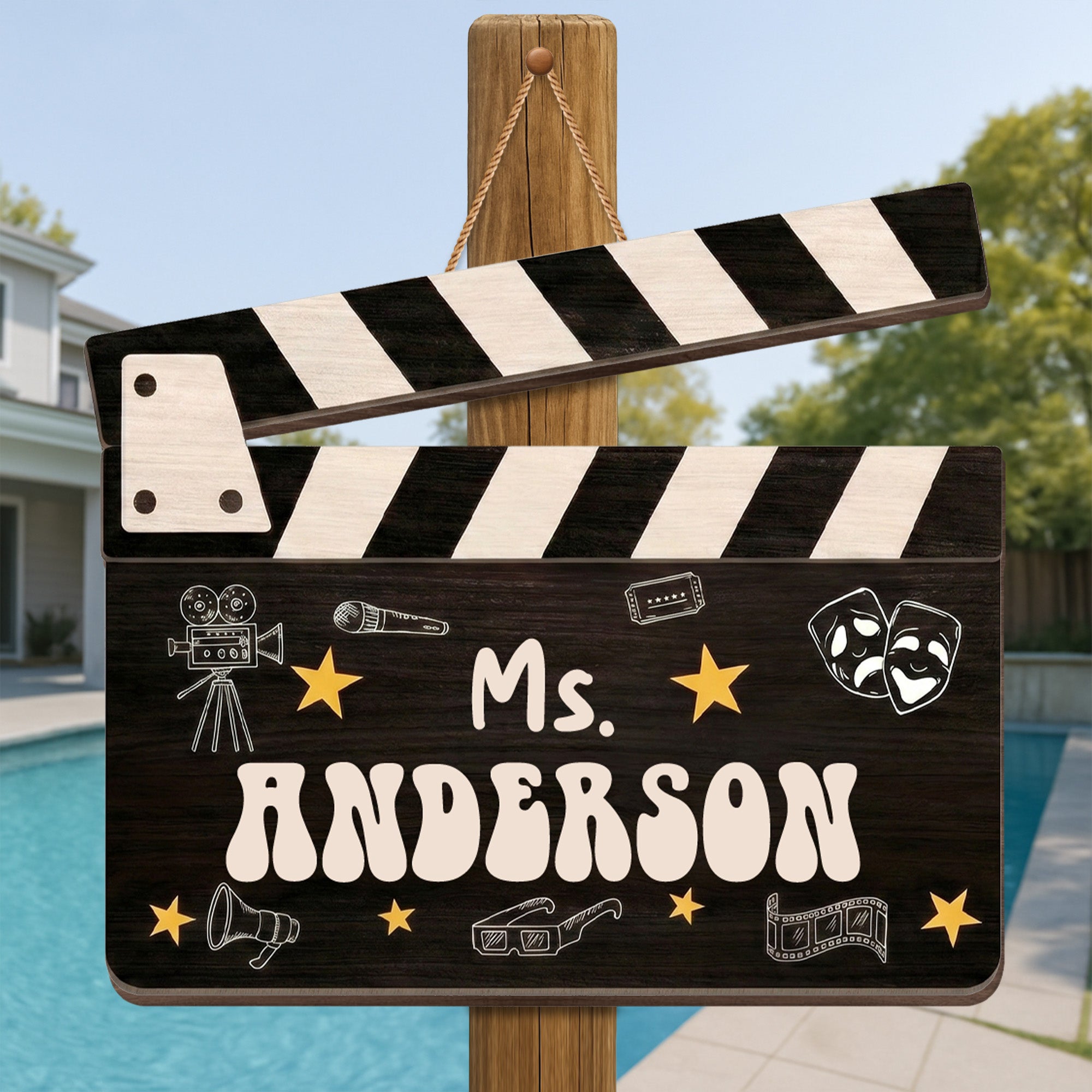 Personalized Classroom Wood Sign Custom Name Drama Gift for Teacher Wood Sign GradoCreations