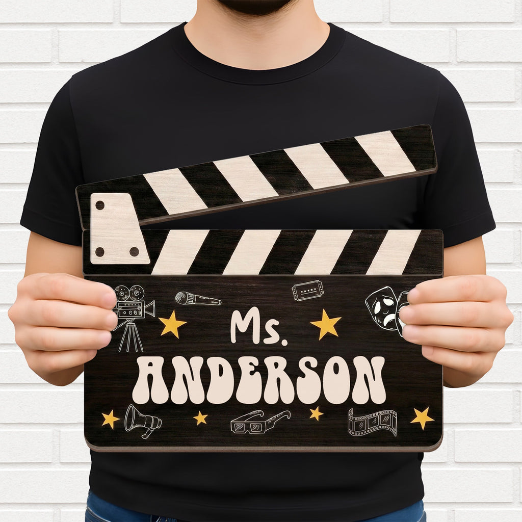 Personalized Classroom Wood Sign Custom Name Drama Gift for Teacher Wood Sign GradoCreations