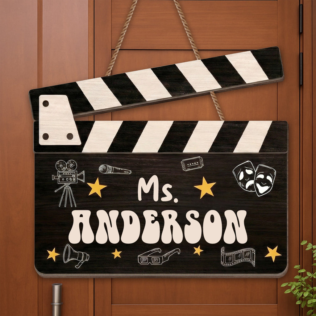 Personalized Classroom Wood Sign Custom Name Drama Gift for Teacher Wood Sign GradoCreations