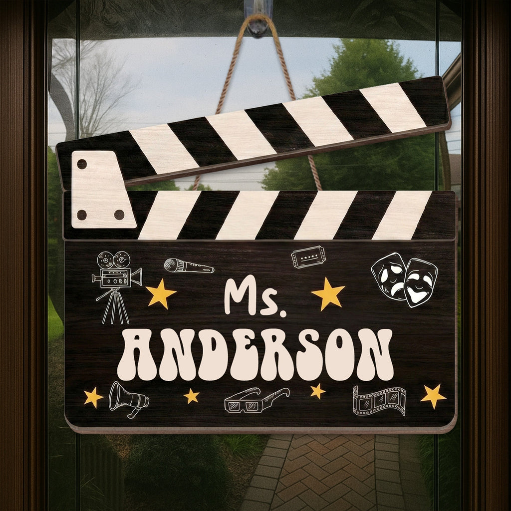 Personalized Classroom Wood Sign Custom Name Drama Gift for Teacher Wood Sign GradoCreations