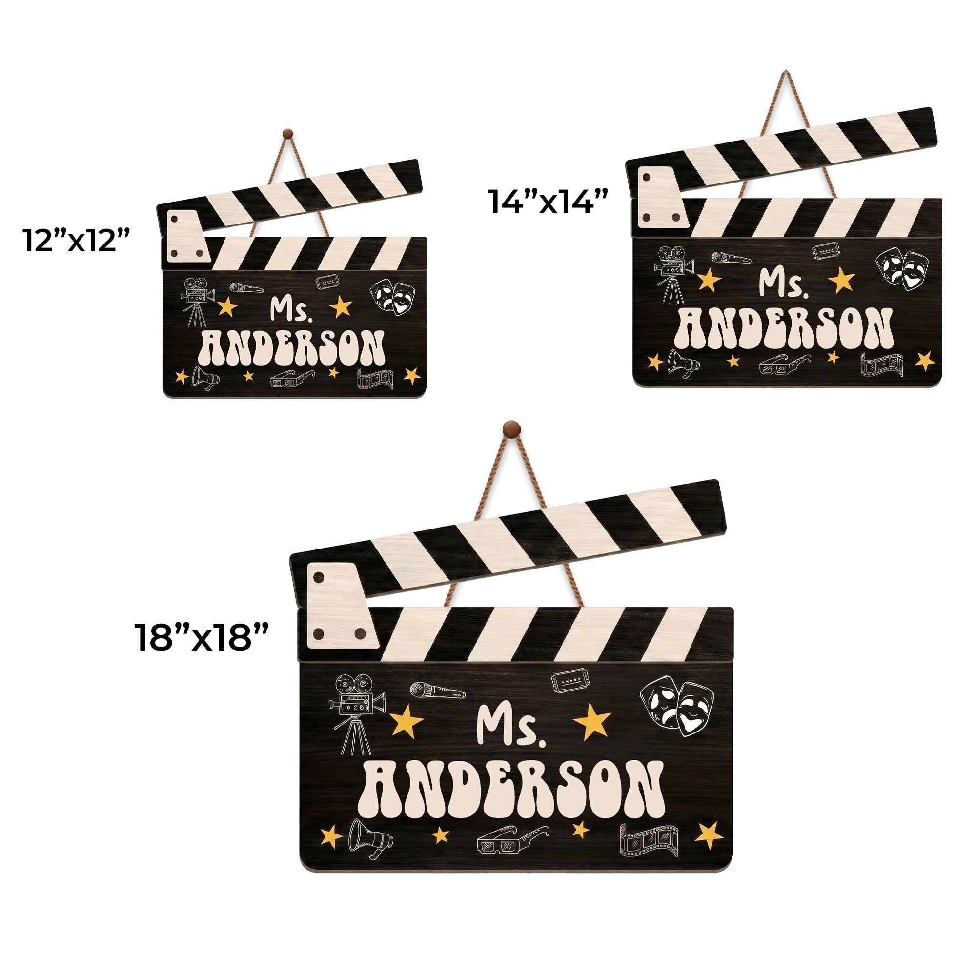 Personalized Classroom Wood Sign Custom Name Drama Gift for Teacher Wood Sign GradoCreations