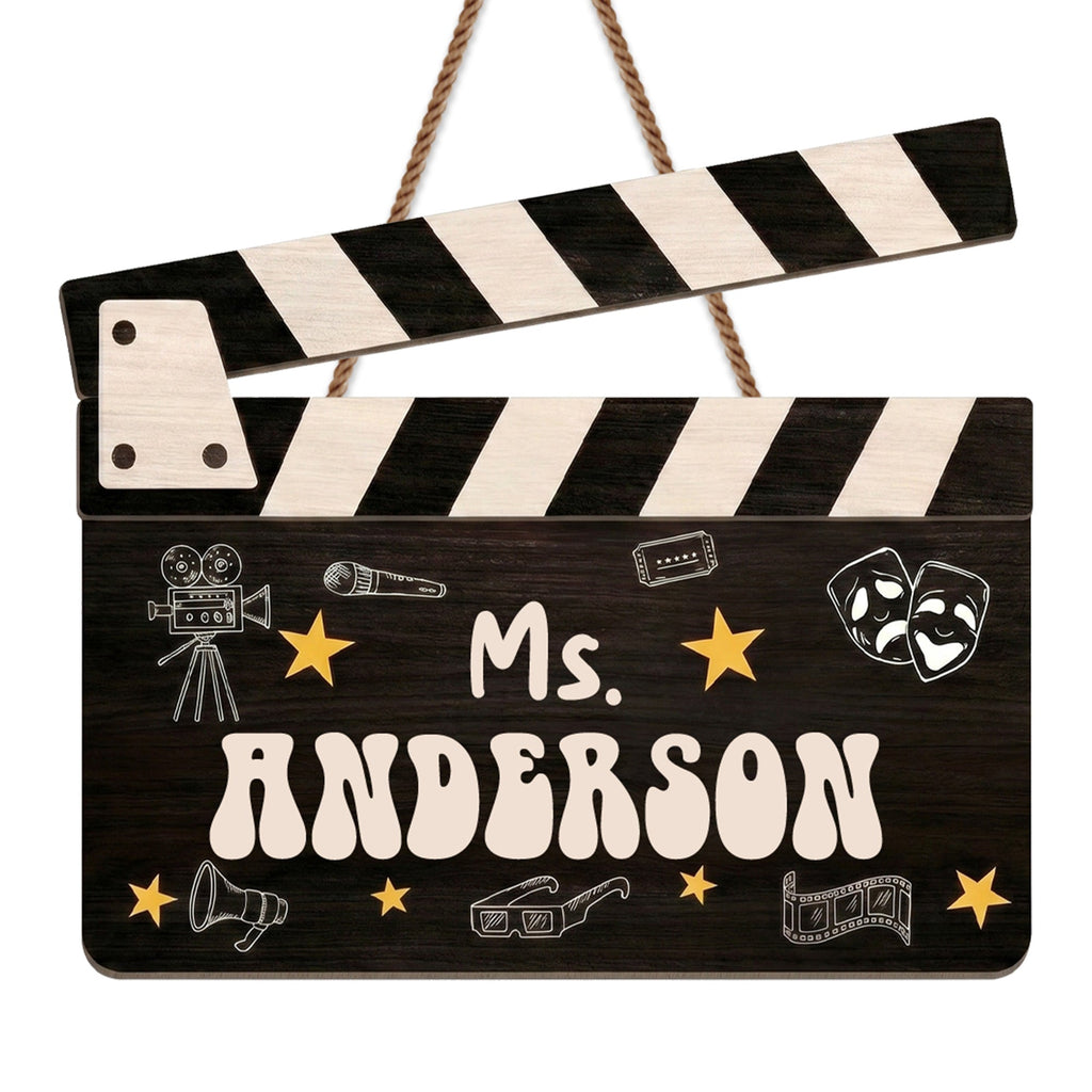 Personalized Classroom Wood Sign Custom Name Drama Gift for Teacher Wood Sign GradoCreations