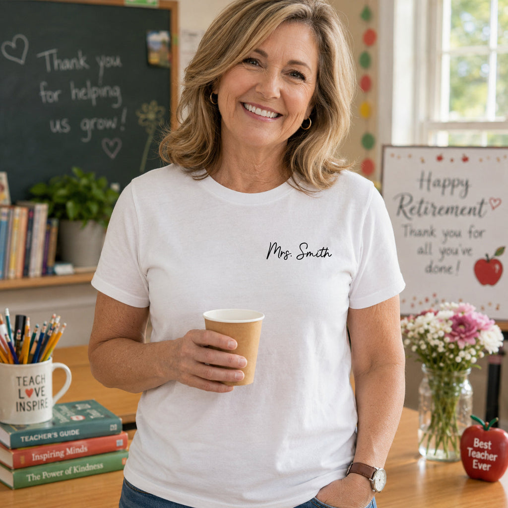 Personalized T-Shirt Custom Front and Back Gift for Retired Teachers T-Shirt Font and Back GradoCreations