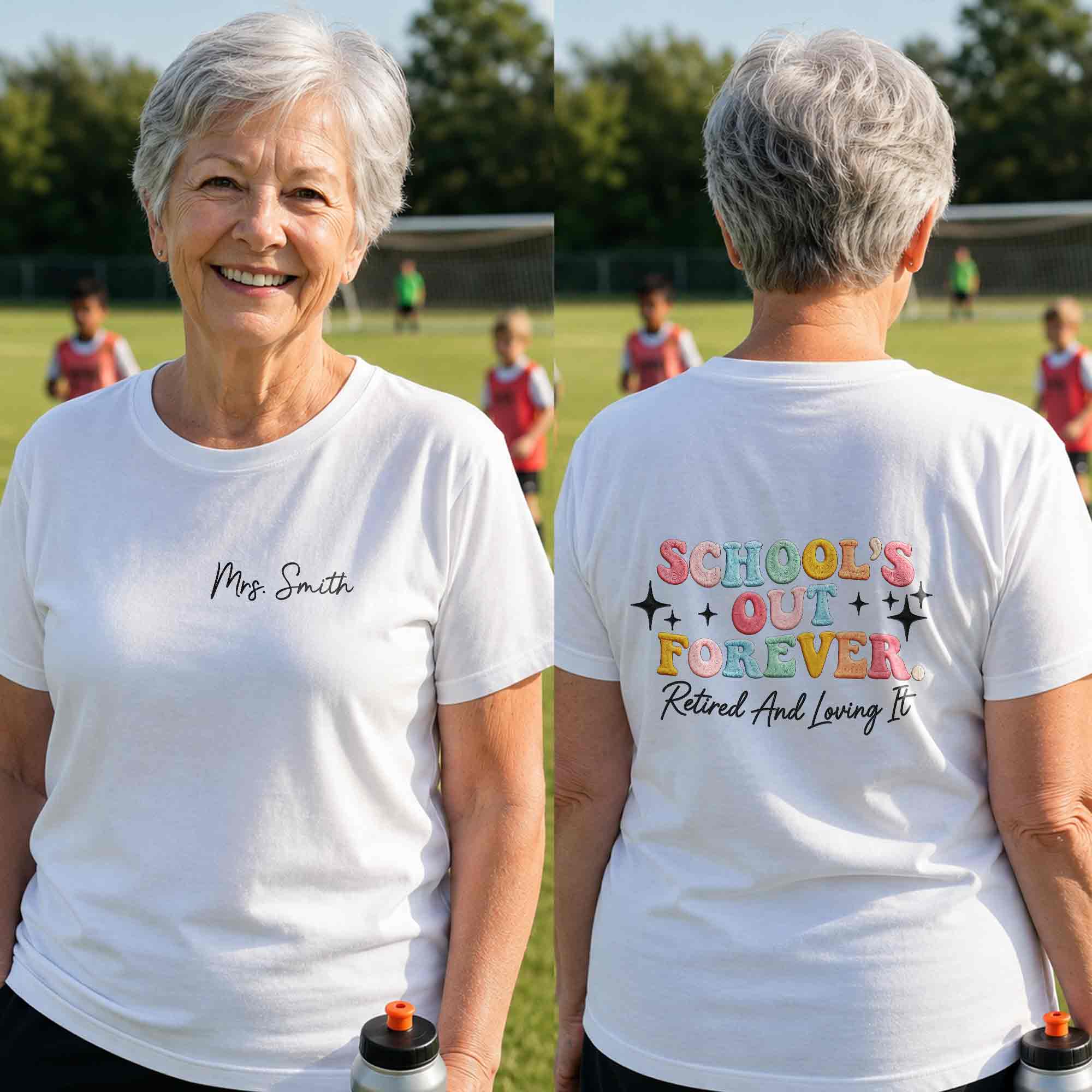Personalized T-Shirt Custom Front and Back Gift for Retired Teachers T-Shirt Font and Back GradoCreations
