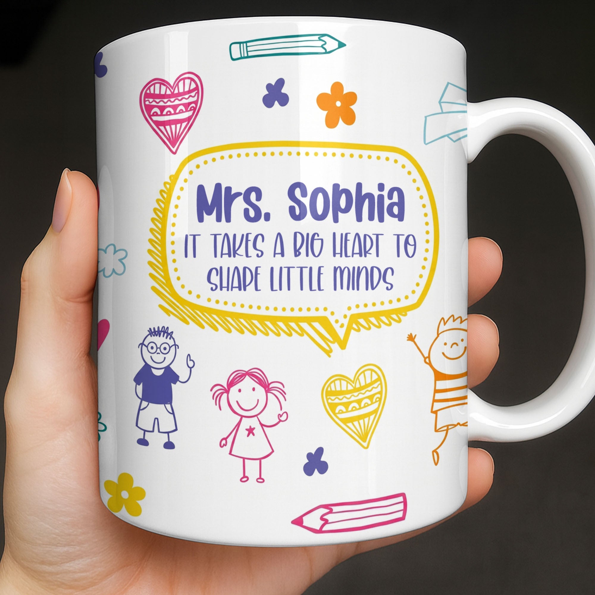 Personalized Teacher Coffee Mug Custom Quote Gift for Educator Edge-to-edge Mug GradoCreations