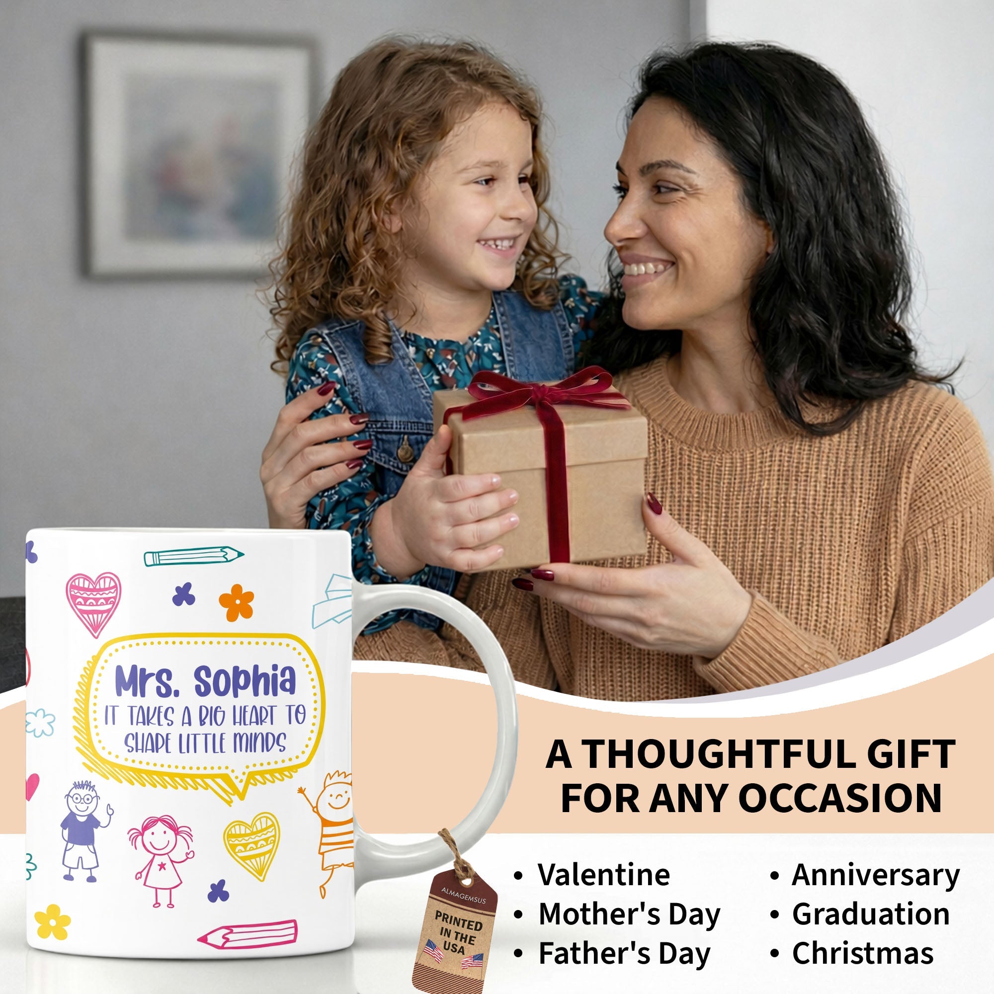 Personalized Teacher Coffee Mug Custom Quote Gift for Educator Edge-to-edge Mug GradoCreations