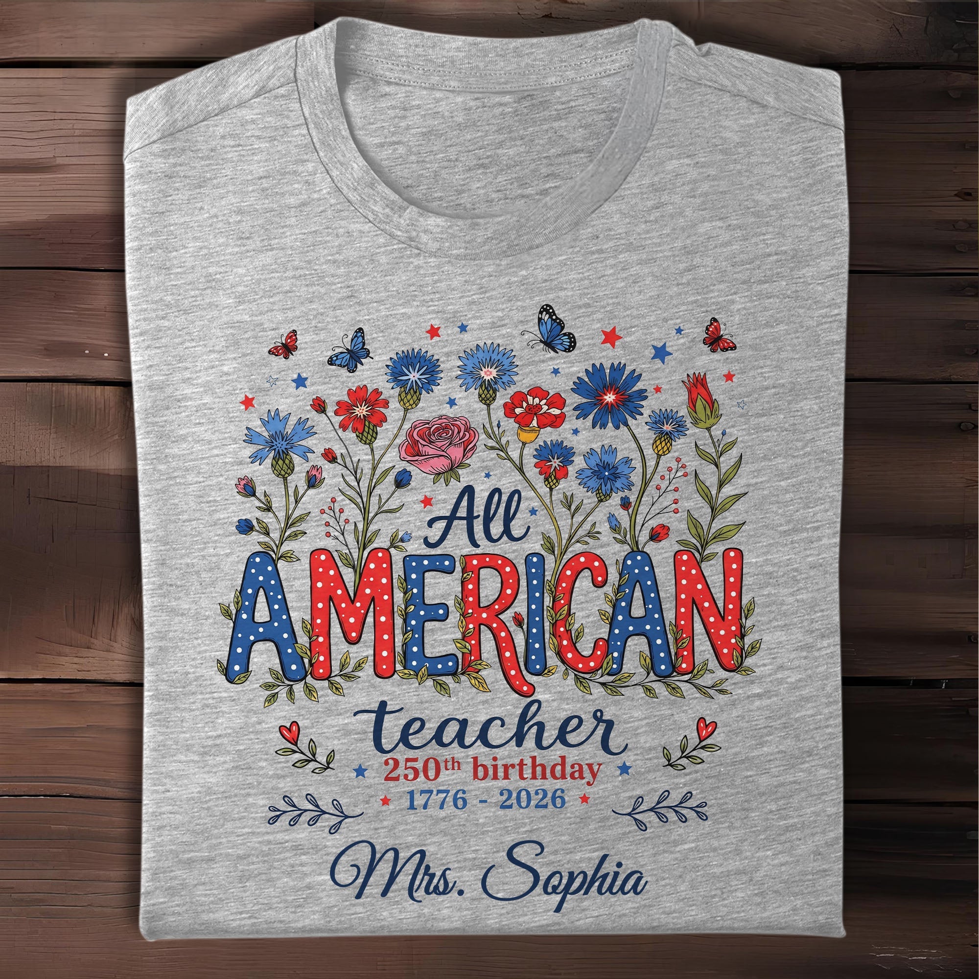 Personalized Teacher Birthday Gift Custom T-shirt Hoodie Proud USA Shirt GradoCreations