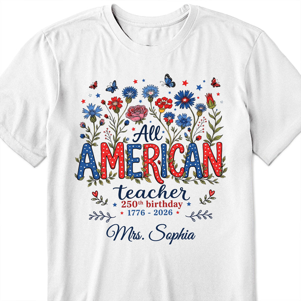 Personalized Teacher Birthday Gift Custom T-shirt Hoodie Proud USA Shirt GradoCreations