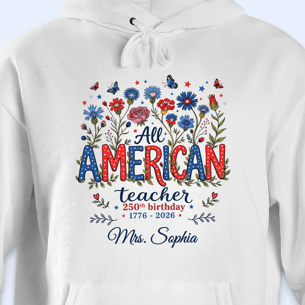 Personalized Teacher Birthday Gift Custom T-shirt Hoodie Proud USA Shirt GradoCreations