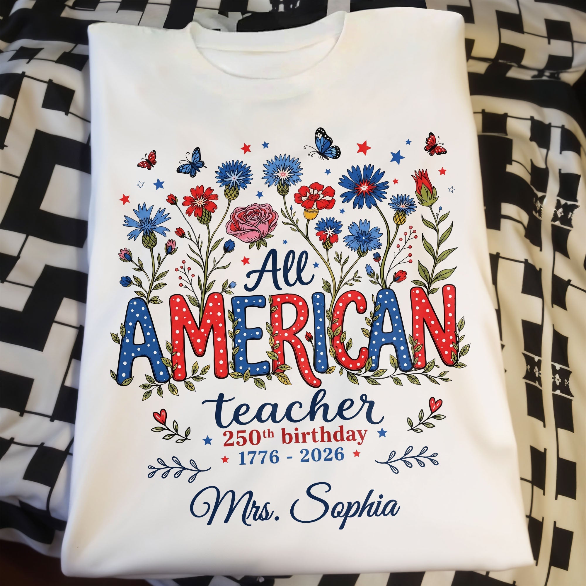 Personalized Teacher Birthday Gift Custom T-shirt Hoodie Proud USA Shirt GradoCreations