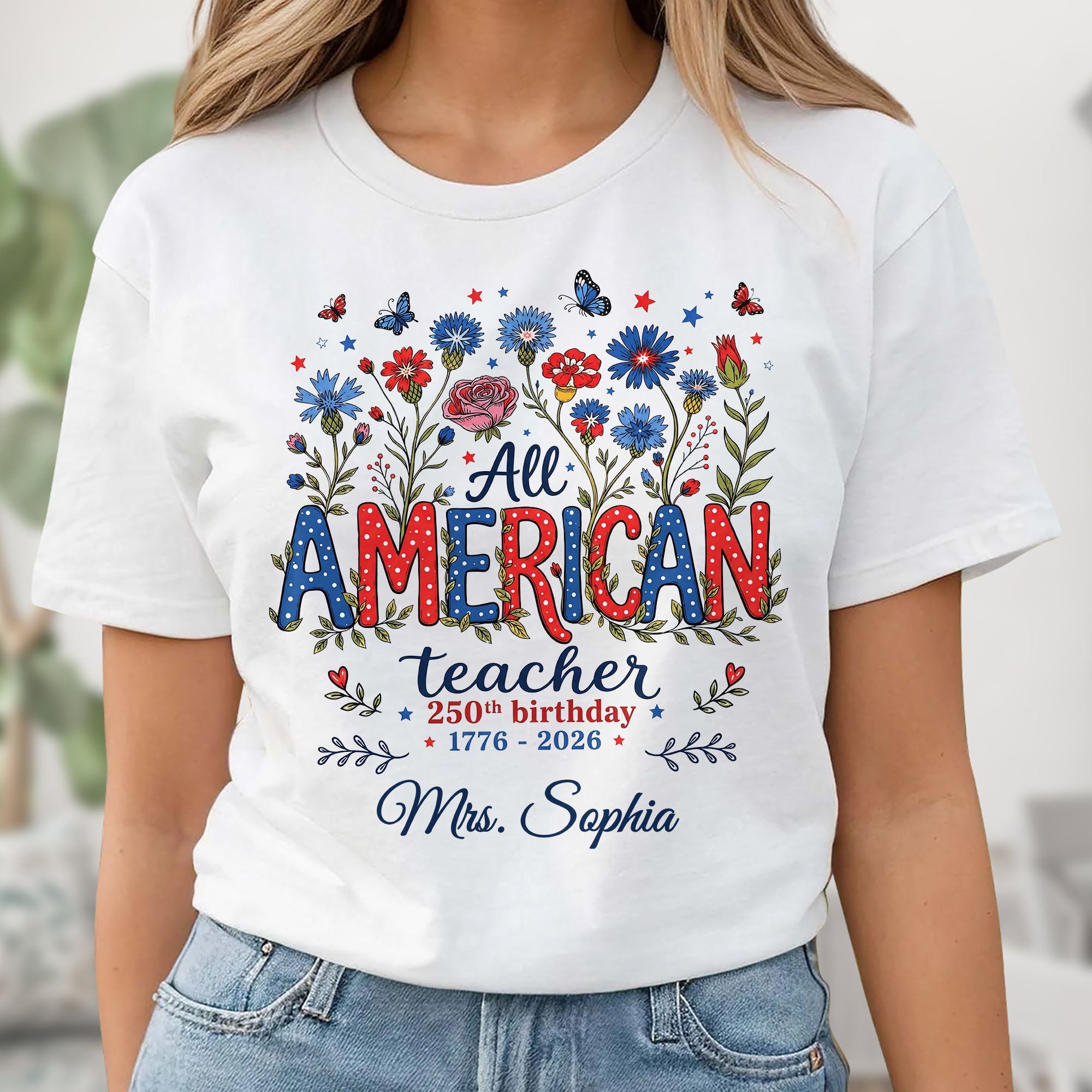 Personalized Teacher Birthday Gift Custom T-shirt Hoodie Proud USA Shirt GradoCreations
