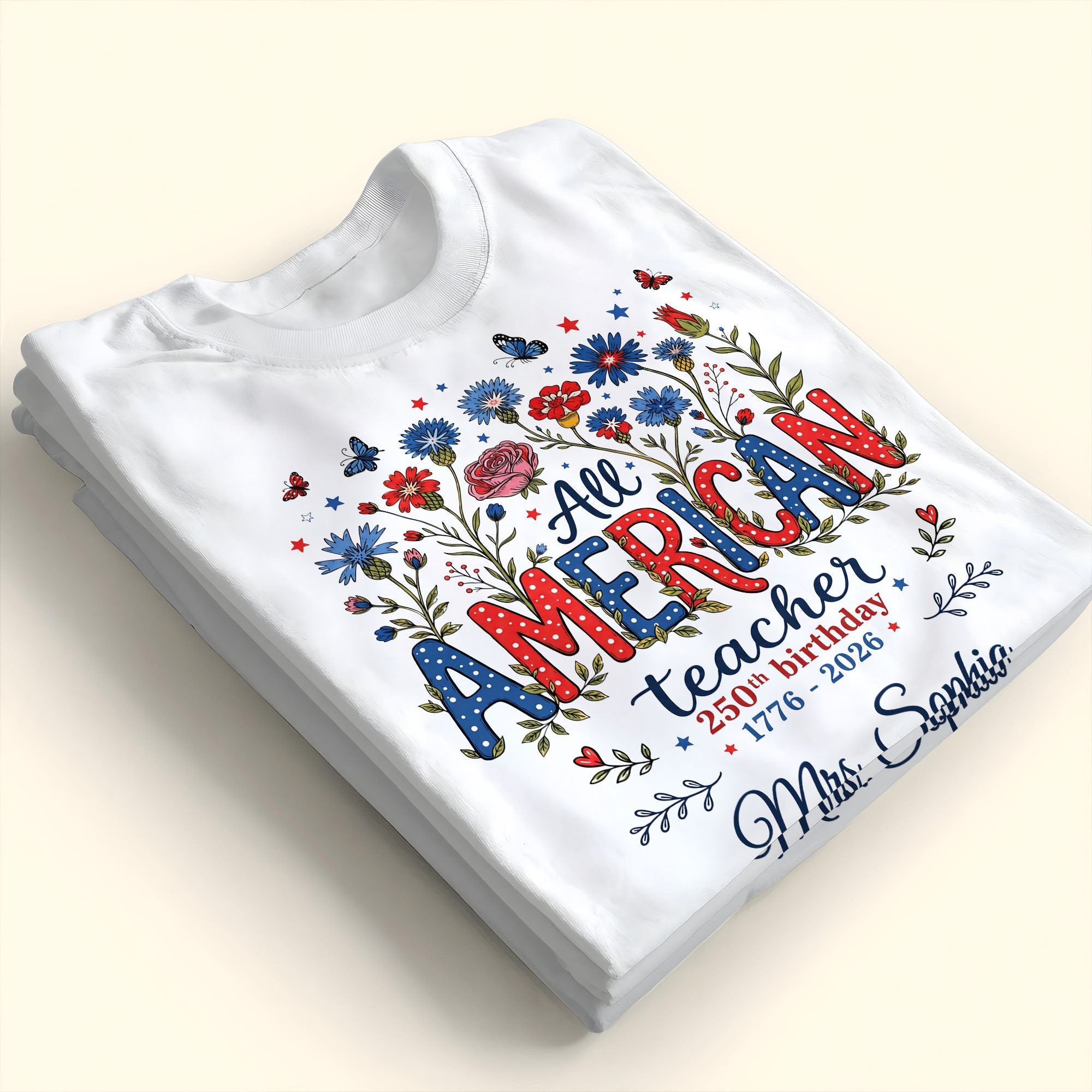 Personalized Teacher Birthday Gift Custom T-shirt Hoodie Proud USA Shirt GradoCreations