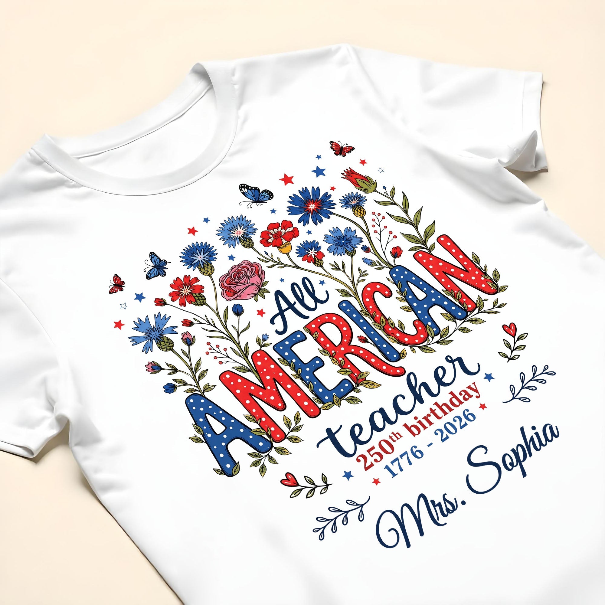 Personalized Teacher Birthday Gift Custom T-shirt Hoodie Proud USA Shirt GradoCreations
