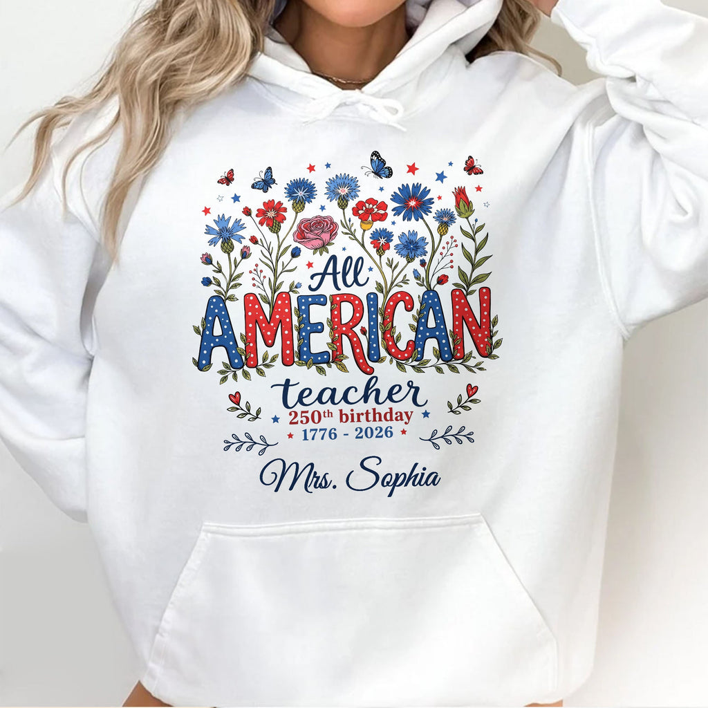 Personalized Teacher Birthday Gift Custom T-shirt Hoodie Proud USA Shirt GradoCreations