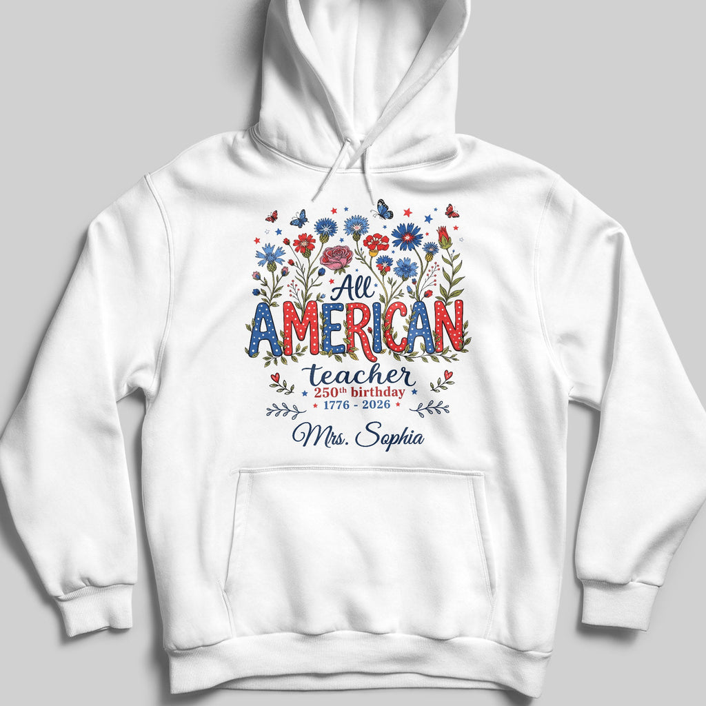 Personalized Teacher Birthday Gift Custom T-shirt Hoodie Proud USA Shirt GradoCreations
