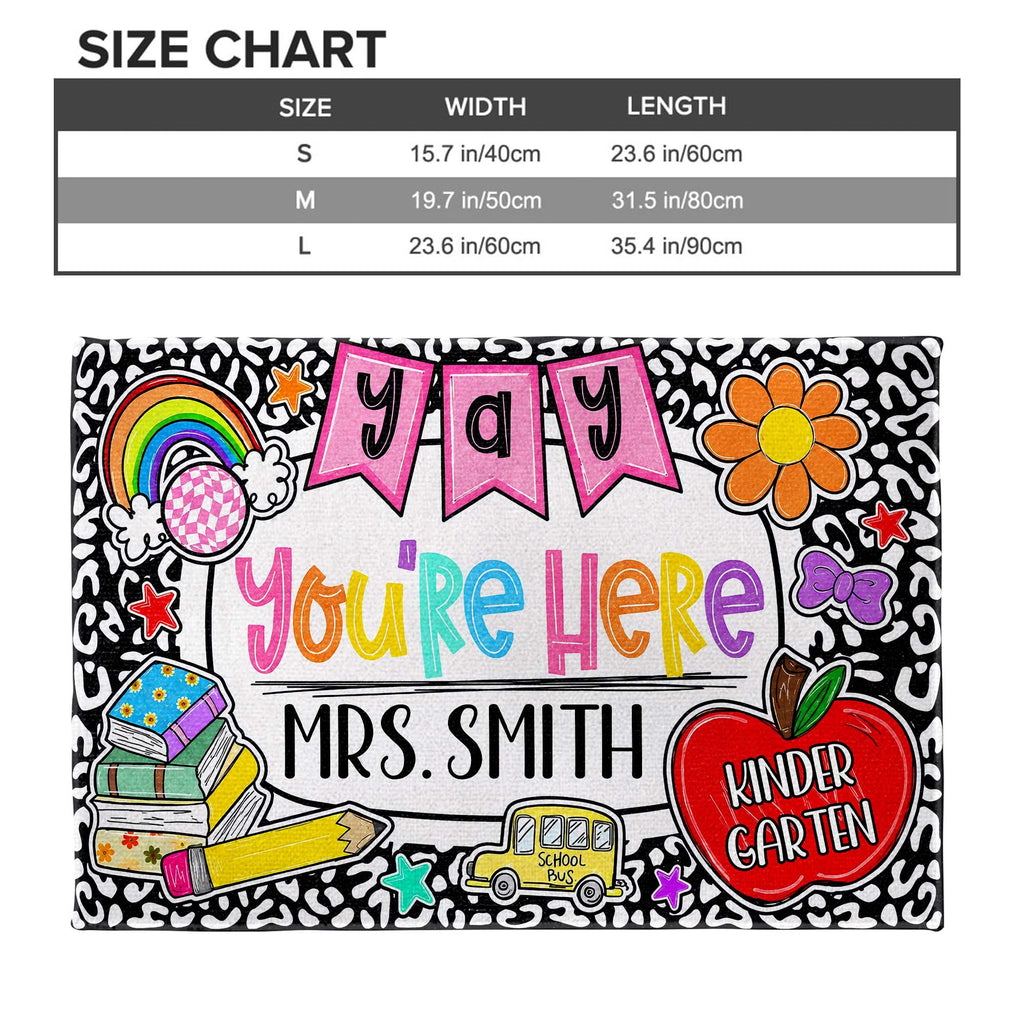 Personalized Teacher Doormat Custom Name Rainbow Apple Decor Doormat GradoCreations