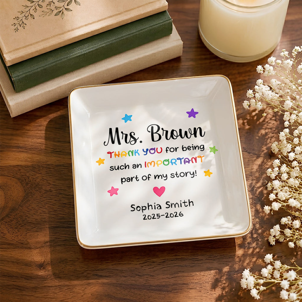 Personalized Ceramic Jewelry Dish Custom Teacher Gift