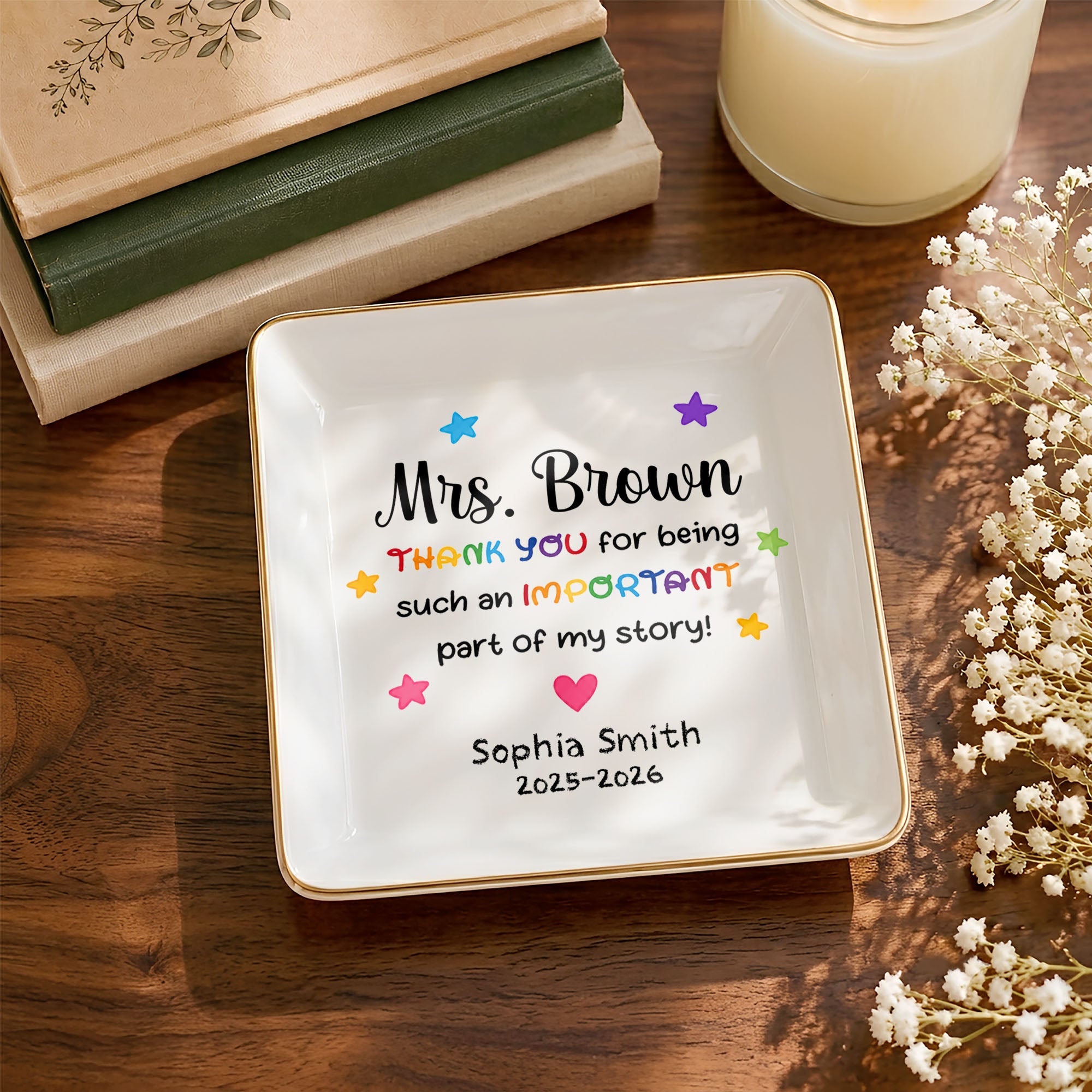 Personalized Ceramic Jewelry Dish Custom Teacher Gift