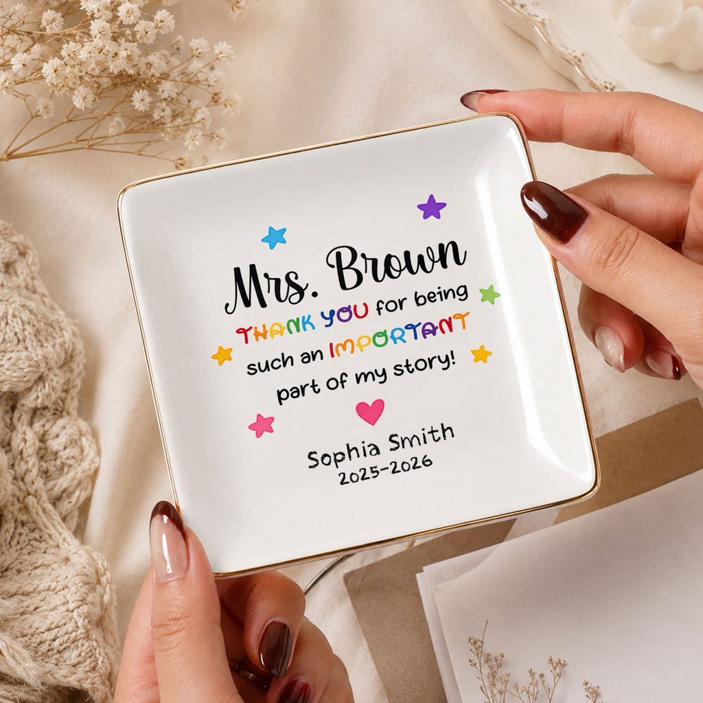 Personalized Ceramic Jewelry Dish Custom Teacher Gift