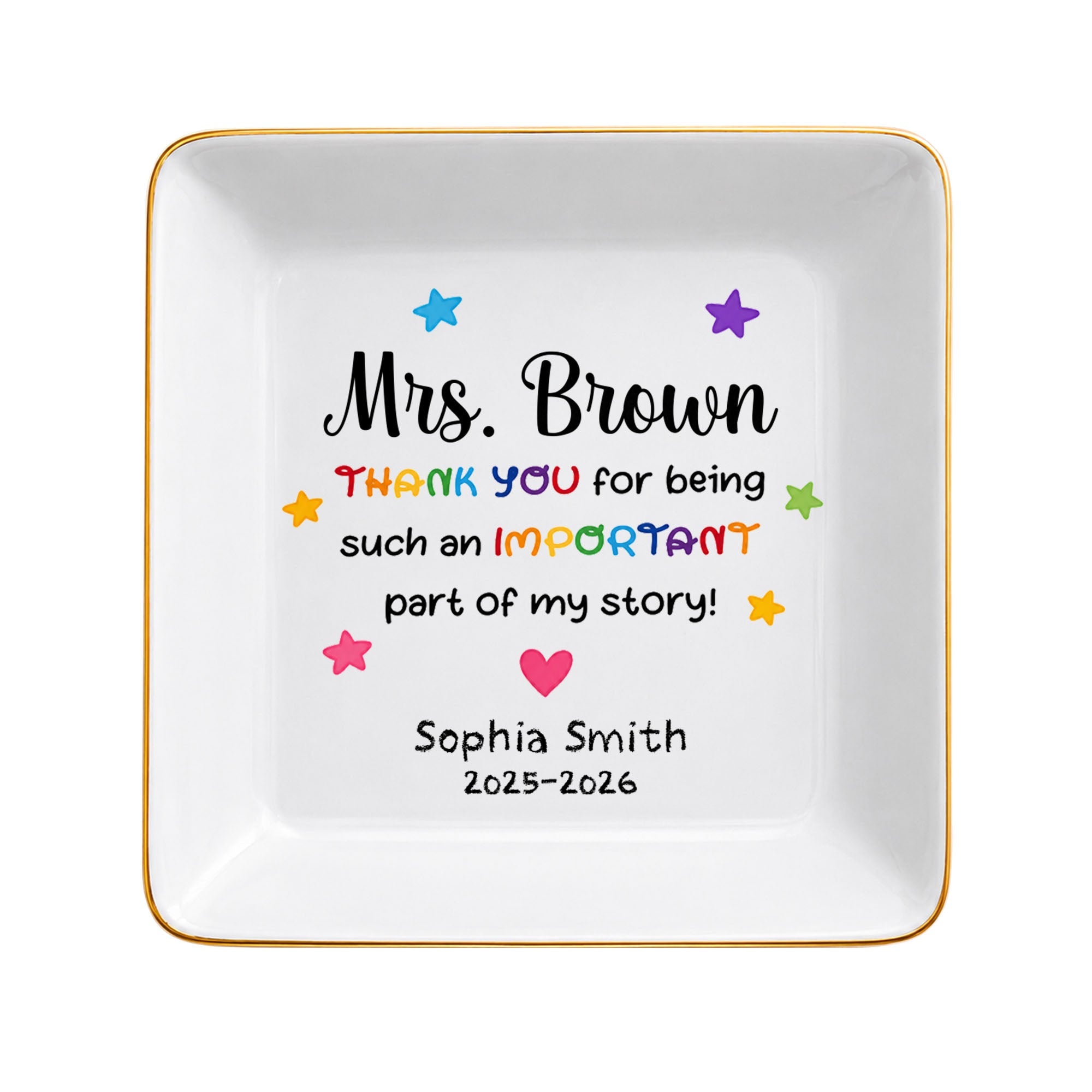 Personalized Ceramic Jewelry Dish Custom Teacher Gift