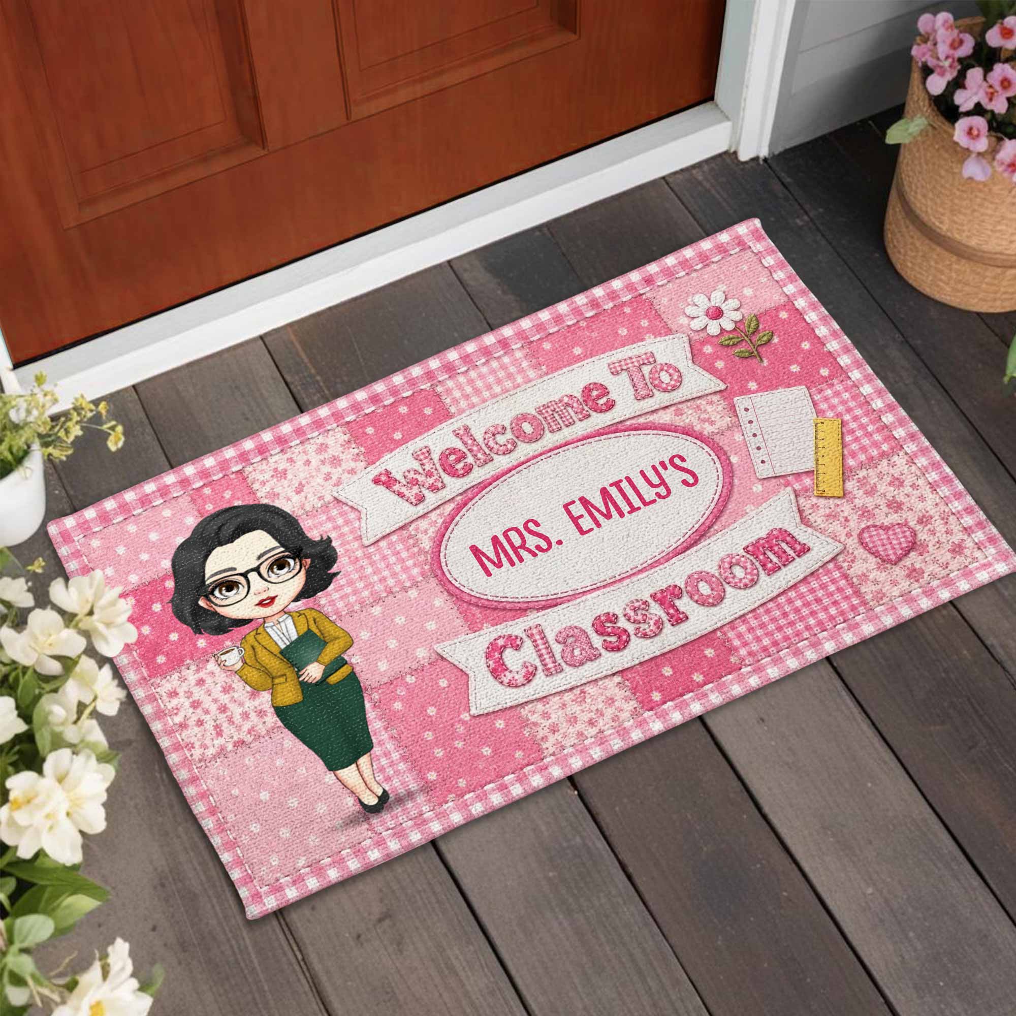 Personalized Teacher Doormat Custom Name Classroom Gift Doormat GradoCreations