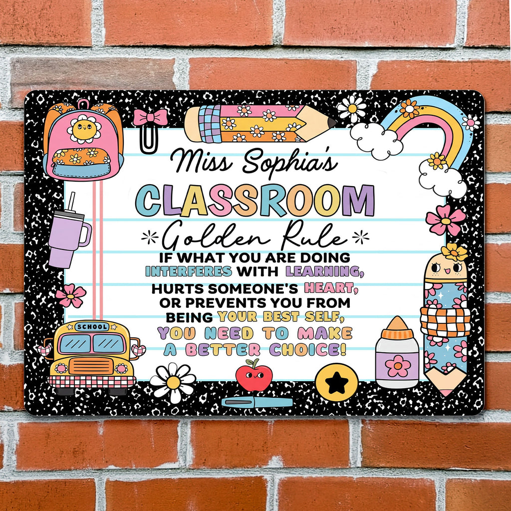 Personalized Metal Sign Custom Name Teacher Decor Gift Metal Sign GradoCreations